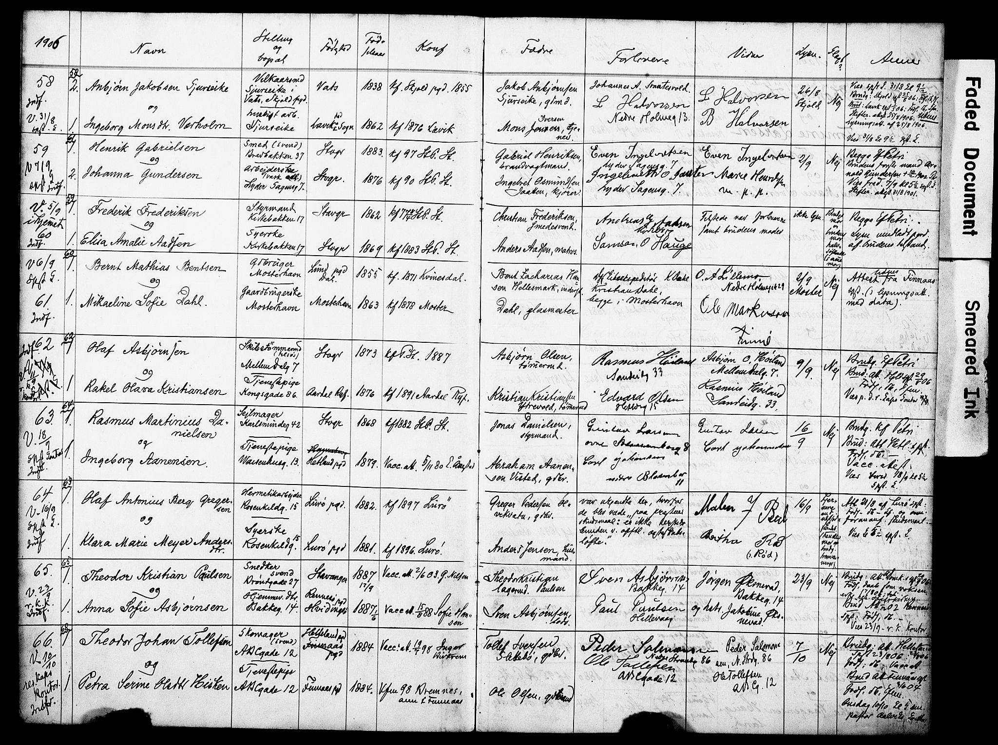 St. Petri sokneprestkontor, AV/SAST-A-101813/001/70/705BA/L0005: Banns register no. 5, 1906-1917