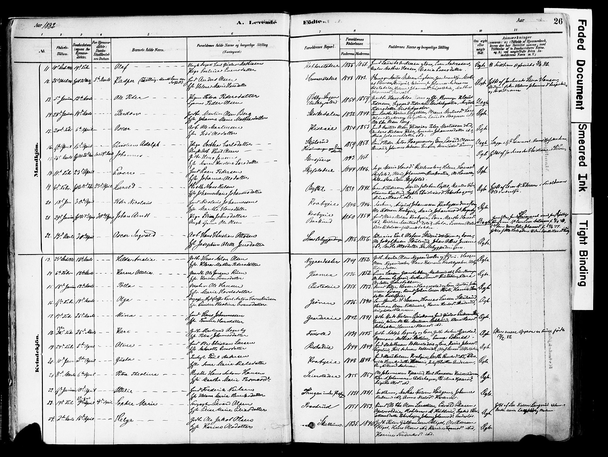 Østre Toten prestekontor, SAH/PREST-104/H/Ha/Haa/L0006: Parish register (official) no. 6 /1, 1878-1896, p. 26