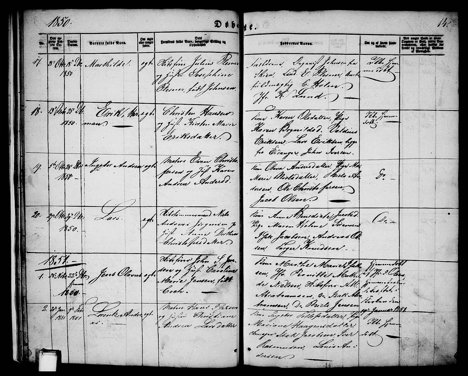Porsgrunn kirkebøker , SAKO/A-104/G/Ga/L0002: Parish register (copy) no. I 2, 1847-1877, p. 14