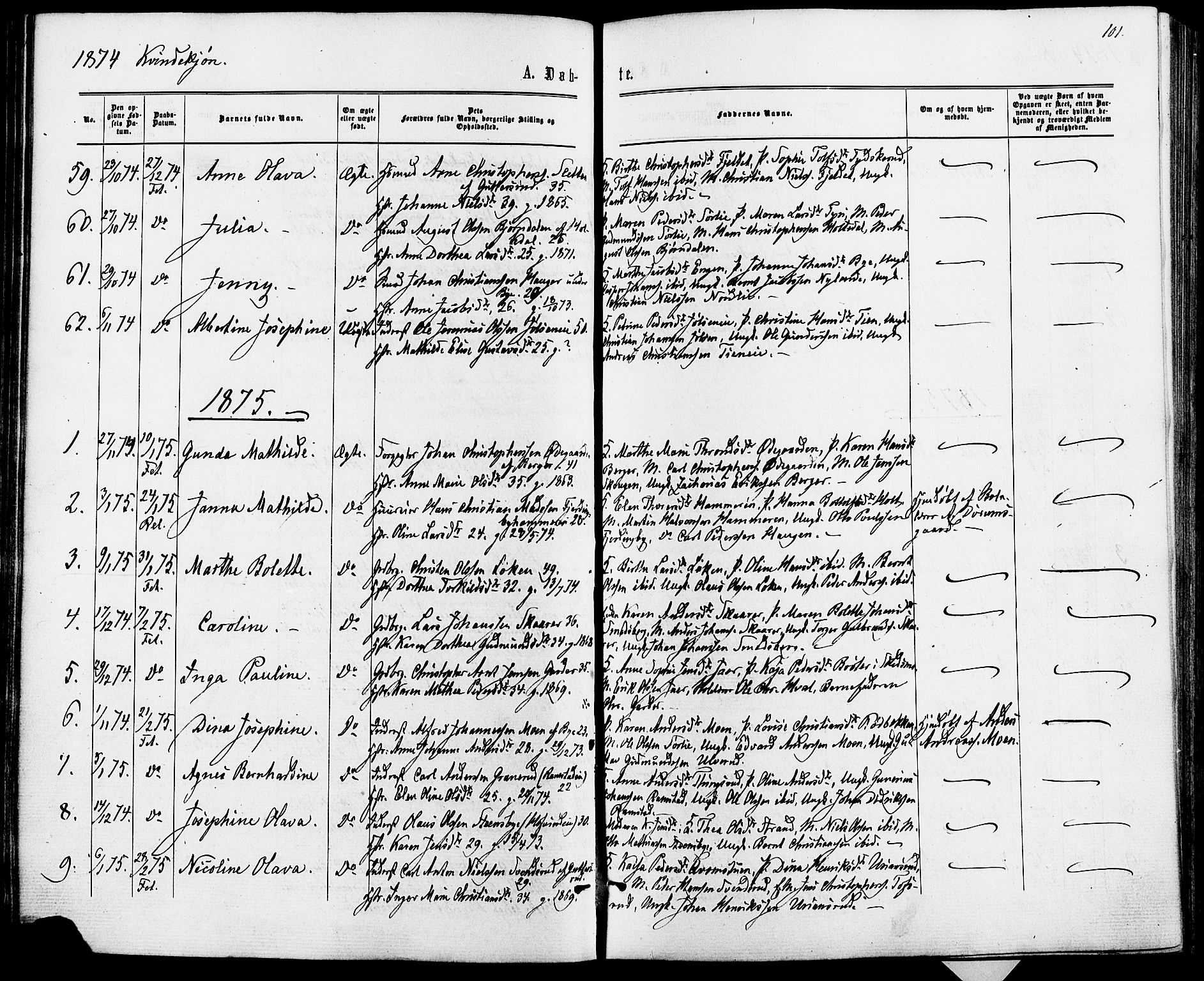 Fet prestekontor Kirkebøker, SAO/A-10370a/F/Fa/L0013: Parish register (official) no. I 13, 1867-1877, p. 101