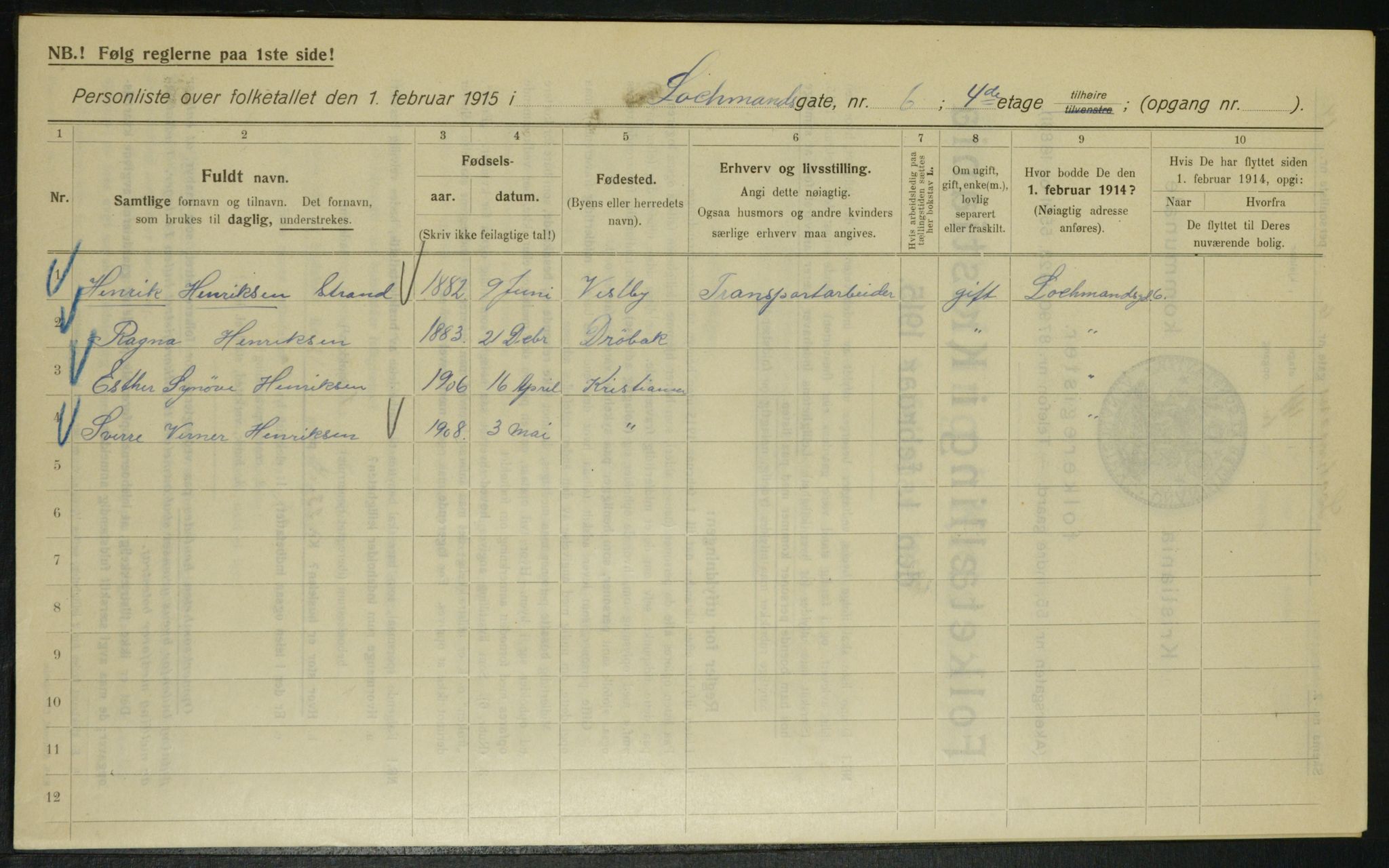 OBA, Municipal Census 1915 for Kristiania, 1915, p. 81625