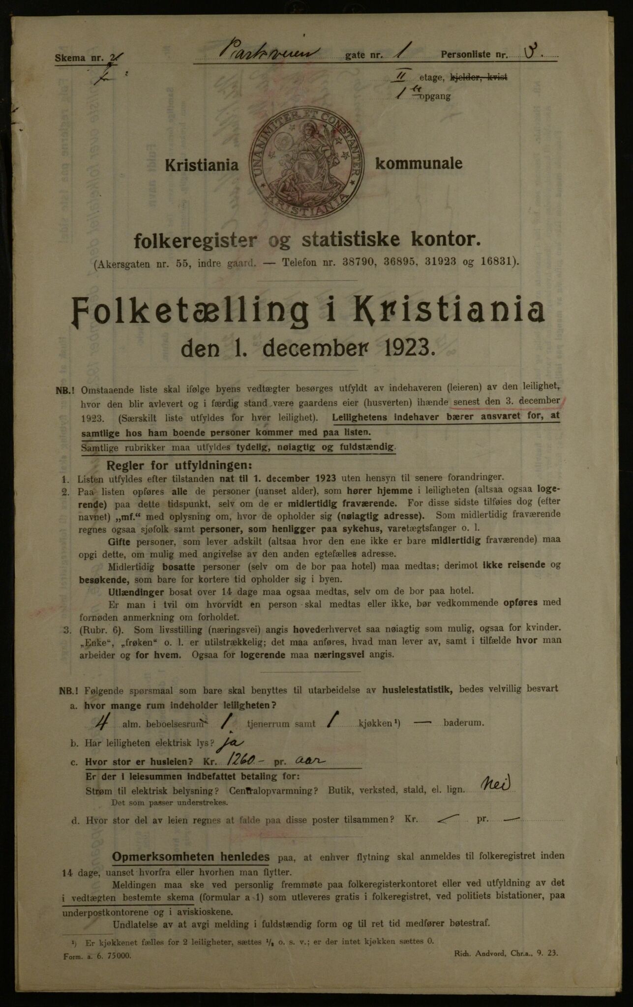 OBA, Municipal Census 1923 for Kristiania, 1923, p. 85820