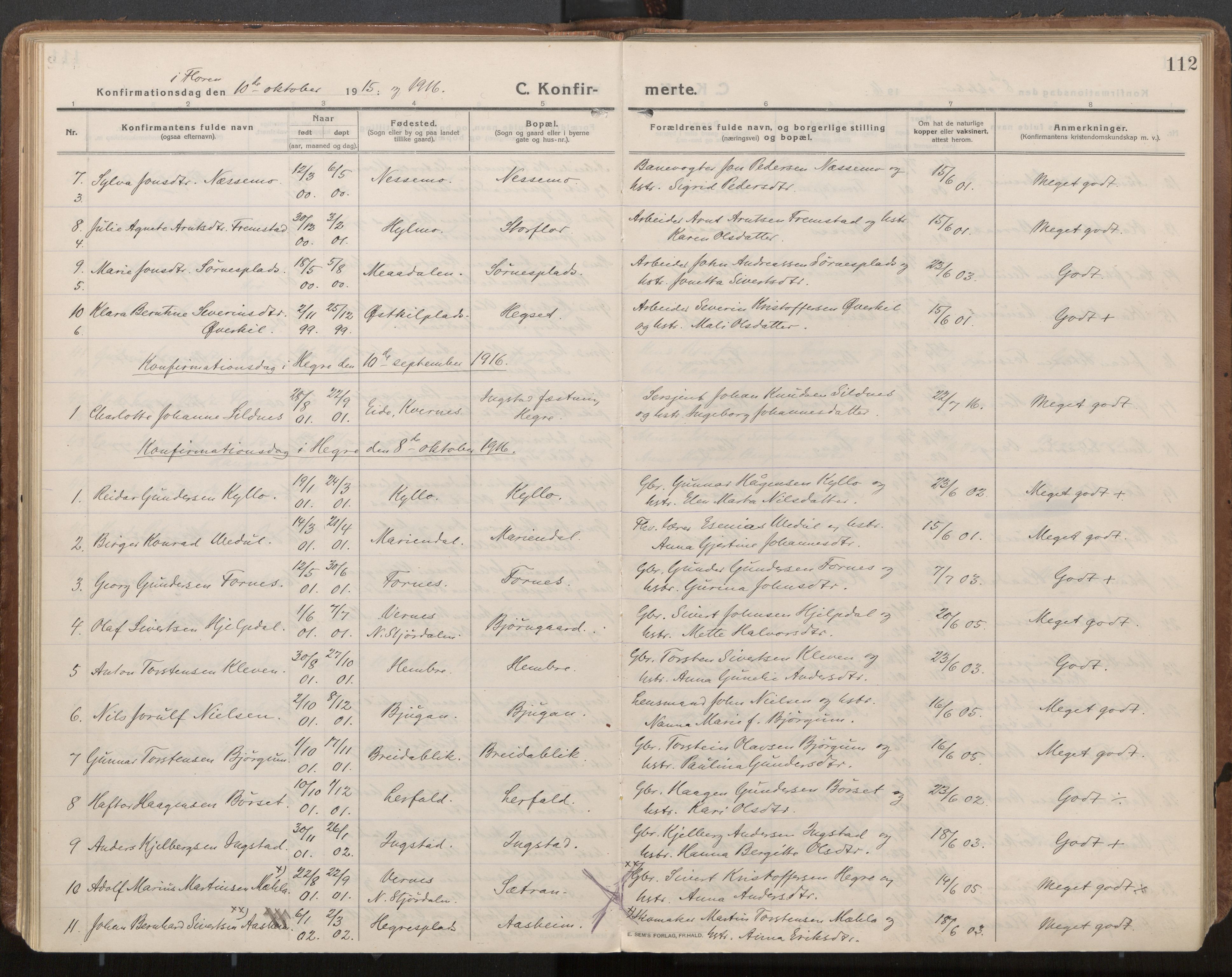 Ministerialprotokoller, klokkerbøker og fødselsregistre - Nord-Trøndelag, AV/SAT-A-1458/703/L0037: Parish register (official) no. 703A10, 1915-1932, p. 112