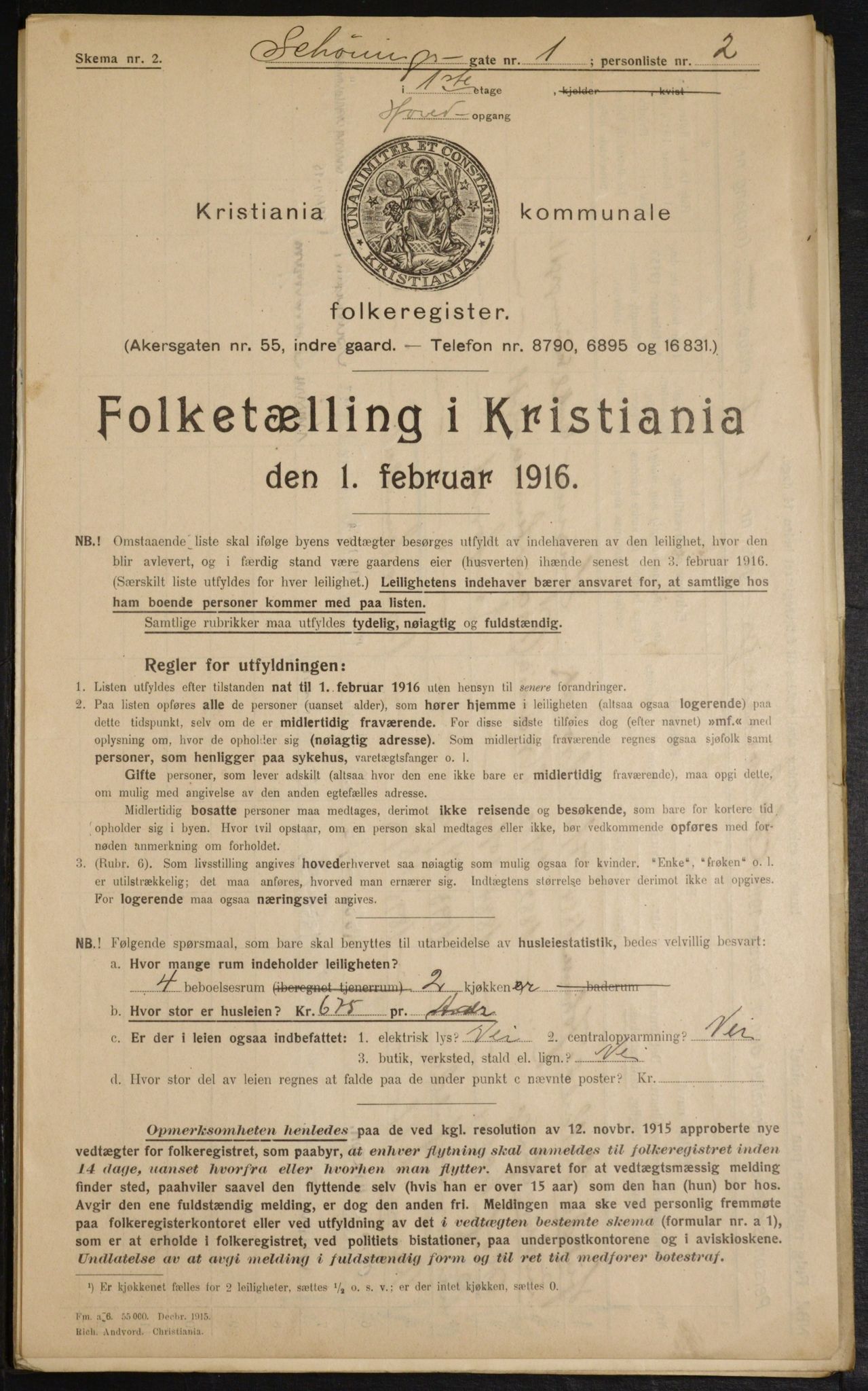 OBA, Municipal Census 1916 for Kristiania, 1916, p. 95619