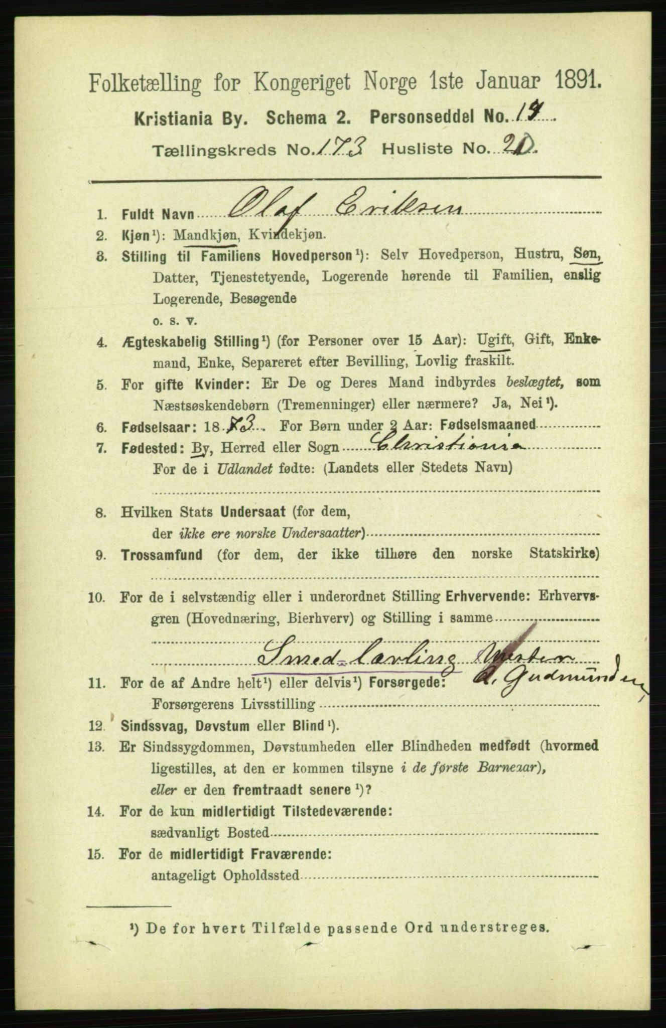 RA, 1891 census for 0301 Kristiania, 1891, p. 103767