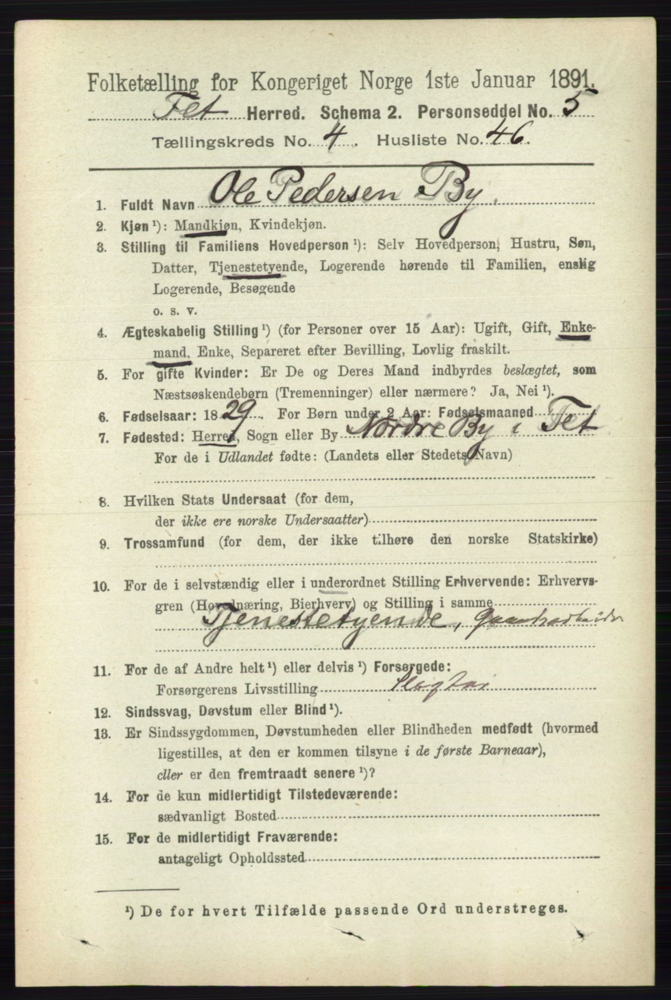 RA, 1891 census for 0227 Fet, 1891, p. 1533