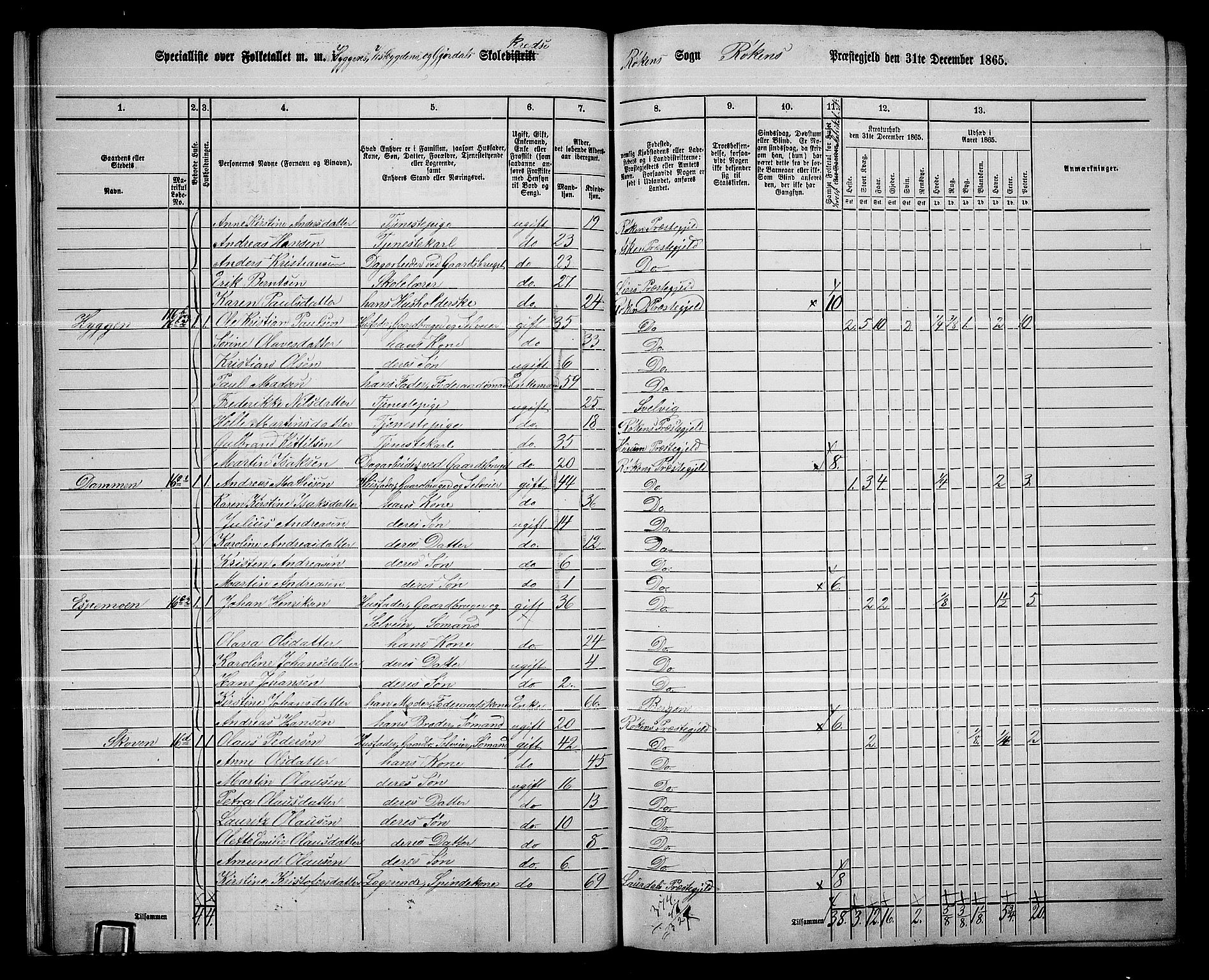 RA, 1865 census for Røyken, 1865, p. 21