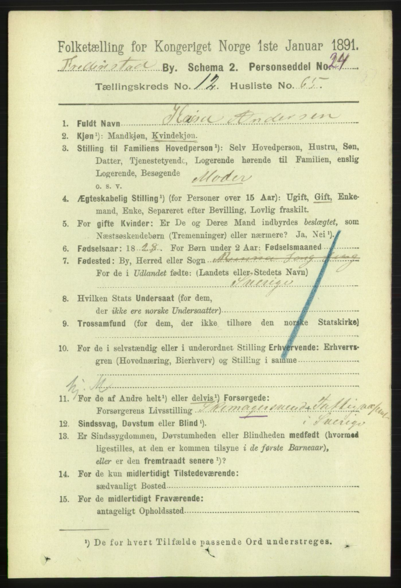 RA, 1891 census for 0103 Fredrikstad, 1891, p. 14286