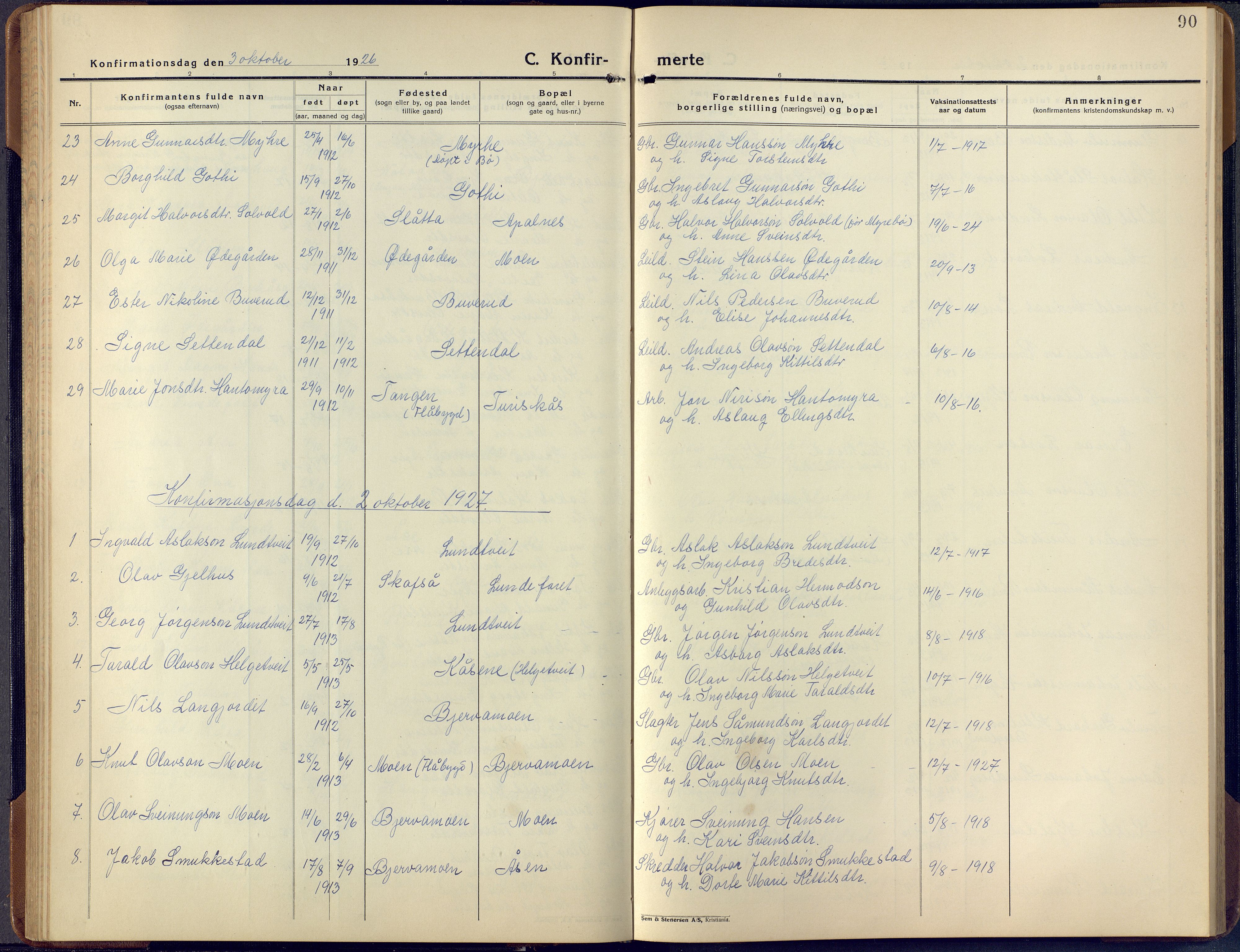 Lunde kirkebøker, SAKO/A-282/F/Fa/L0006: Parish register (official) no. I 6, 1922-1940, p. 90