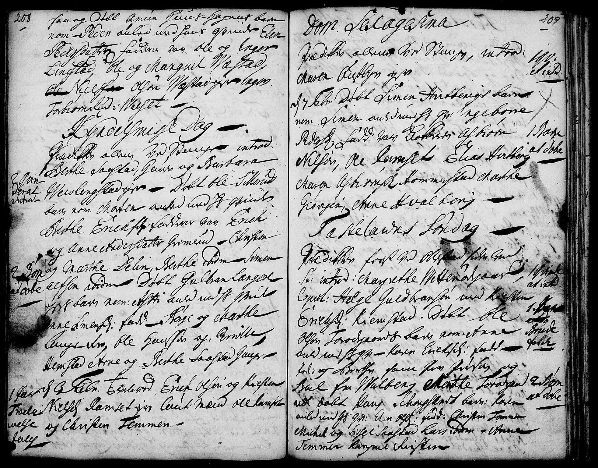 Stange prestekontor, SAH/PREST-002/K/L0001: Parish register (official) no. 1, 1714-1722, p. 208-209