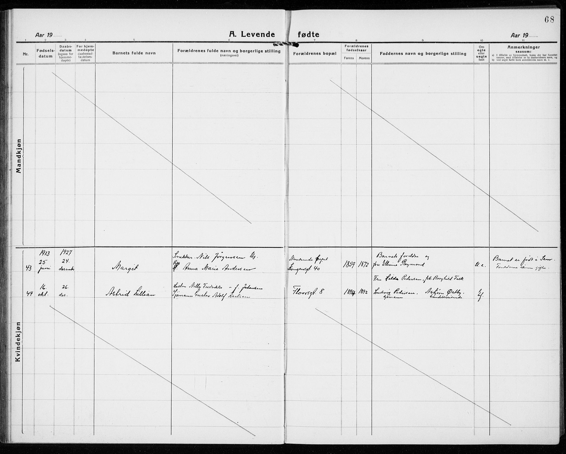 Sandefjord kirkebøker, SAKO/A-315/G/Ga/L0004: Parish register (copy) no. 4, 1920-1931, p. 68