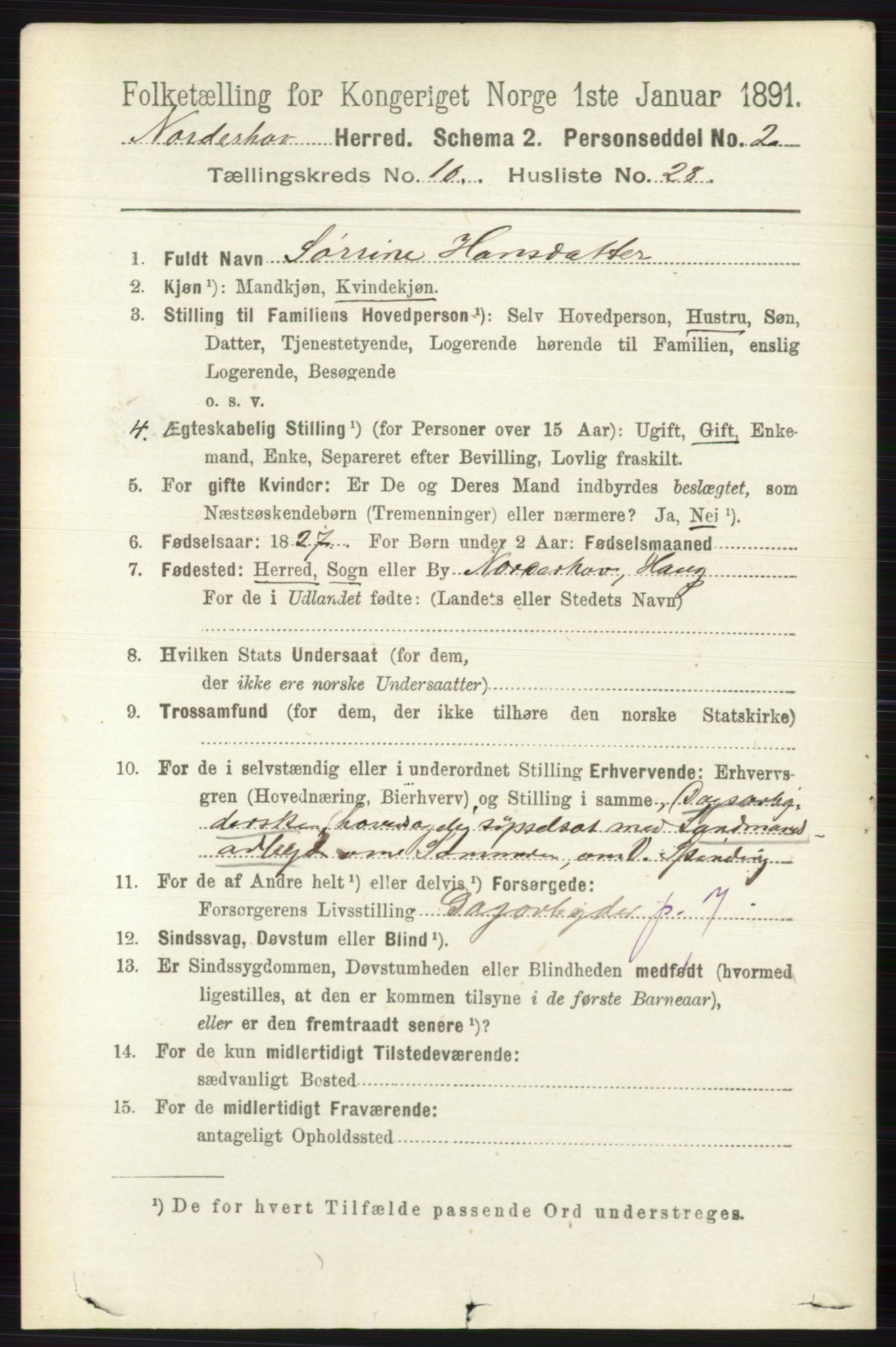 RA, 1891 census for 0613 Norderhov, 1891, p. 7660