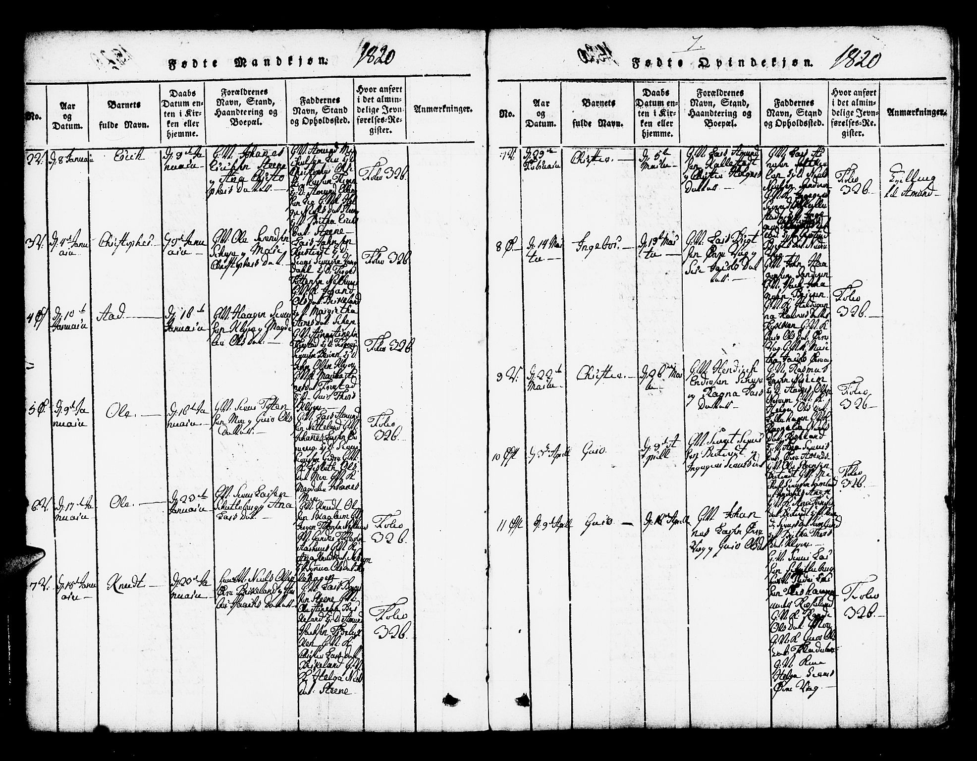 Kvam sokneprestembete, SAB/A-76201/H/Haa: Parish register (official) no. A 6, 1818-1832, p. 7