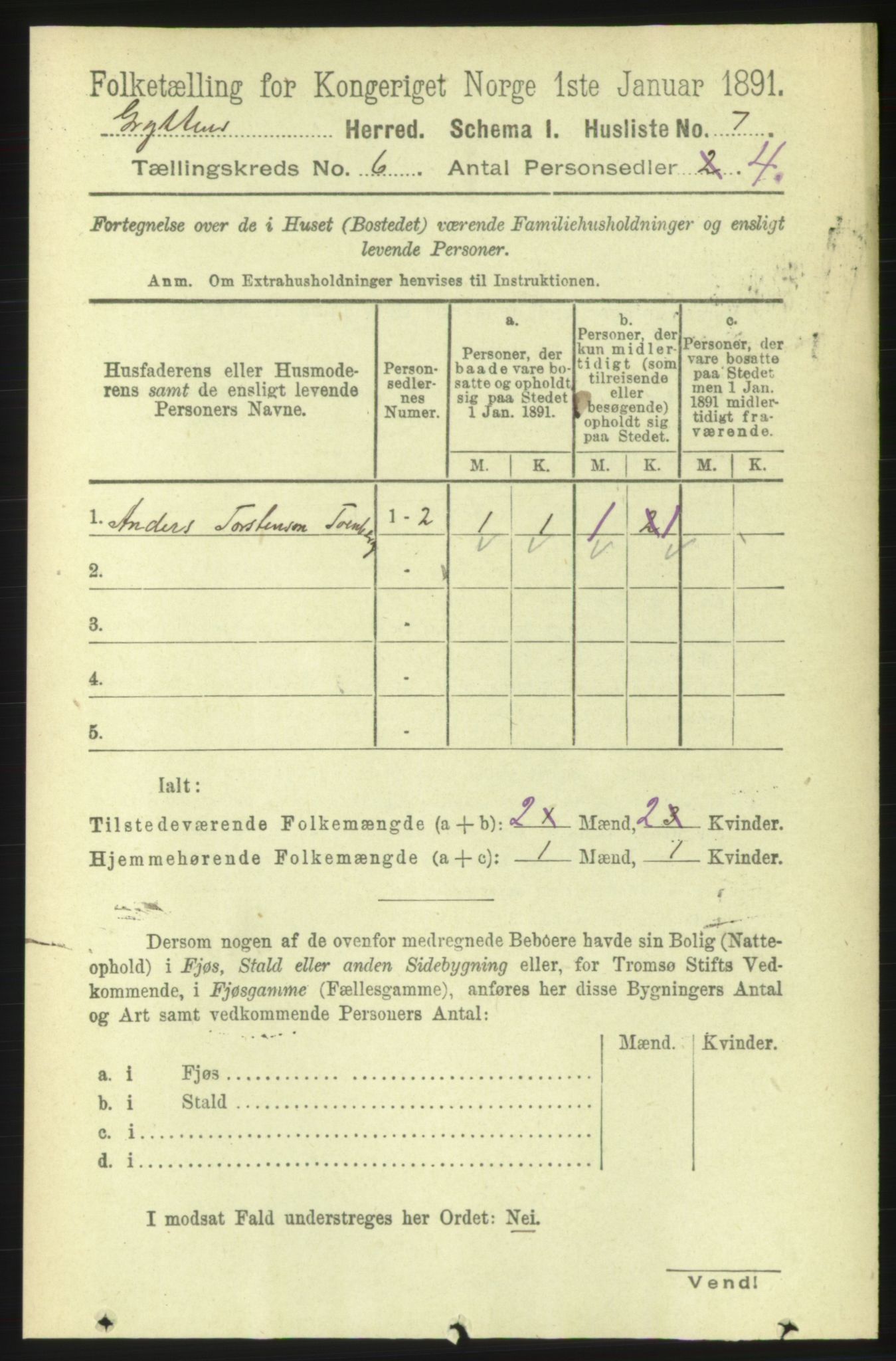 RA, 1891 census for 1539 Grytten, 1891, p. 2435