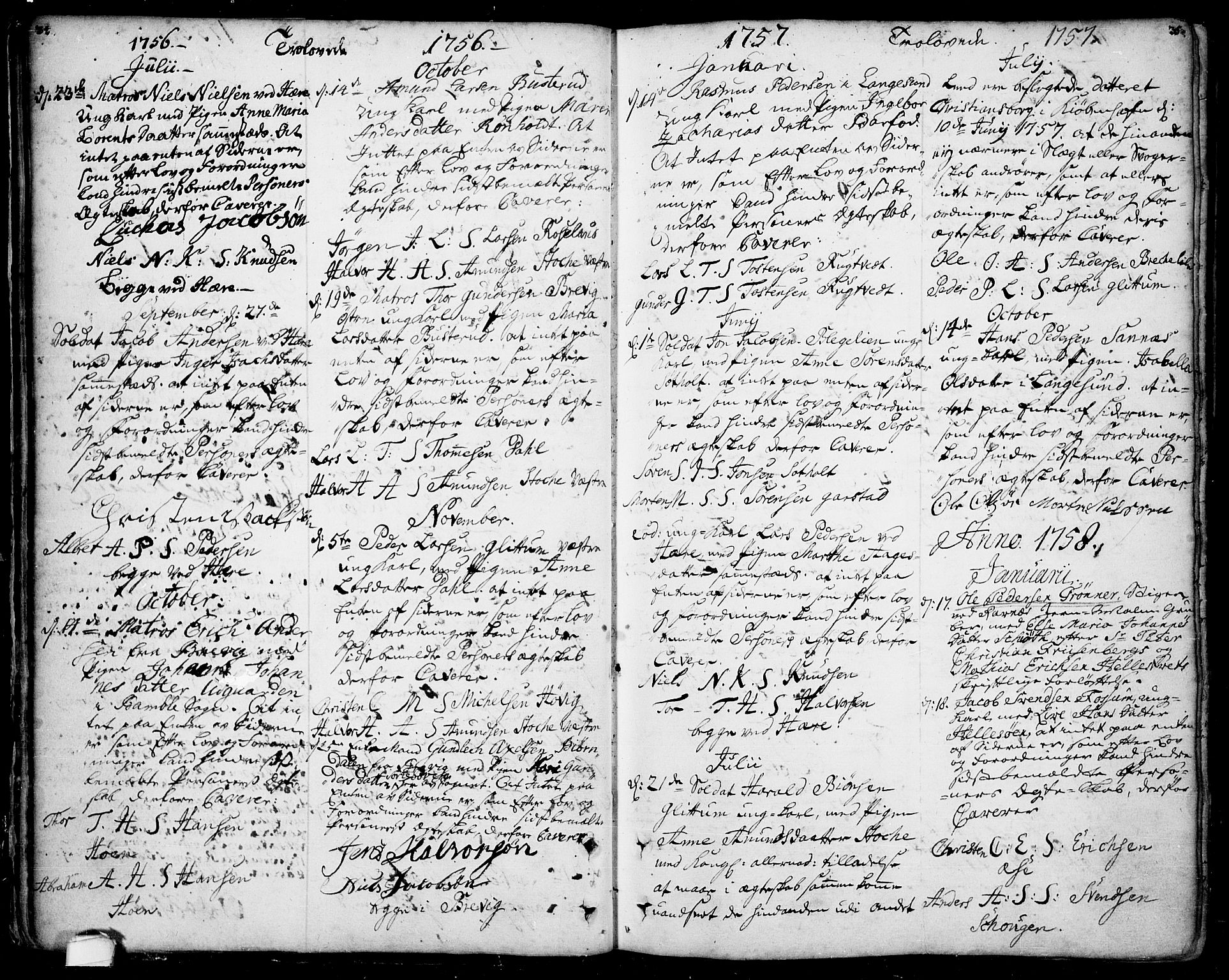 Bamble kirkebøker, SAKO/A-253/F/Fa/L0001: Parish register (official) no. I 1, 1702-1774, p. 34-35