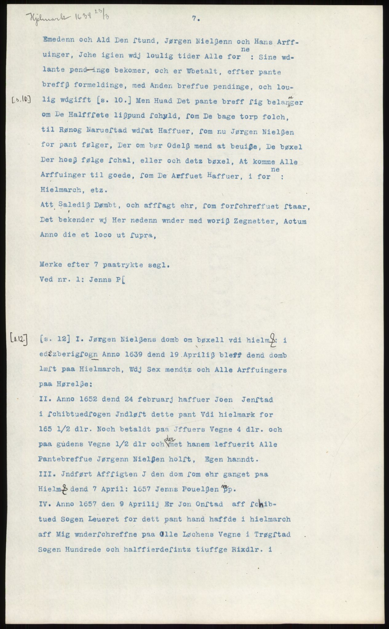 Samlinger til kildeutgivelse, Diplomavskriftsamlingen, AV/RA-EA-4053/H/Ha, p. 353