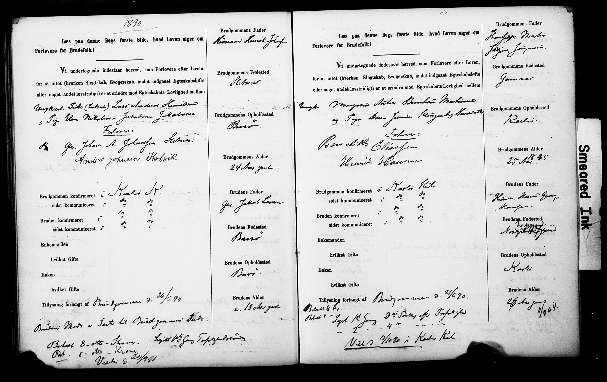 Uten arkivreferanse**, SAT/-: Banns register no. 1 /1 (Trøgstad), 1886-1891