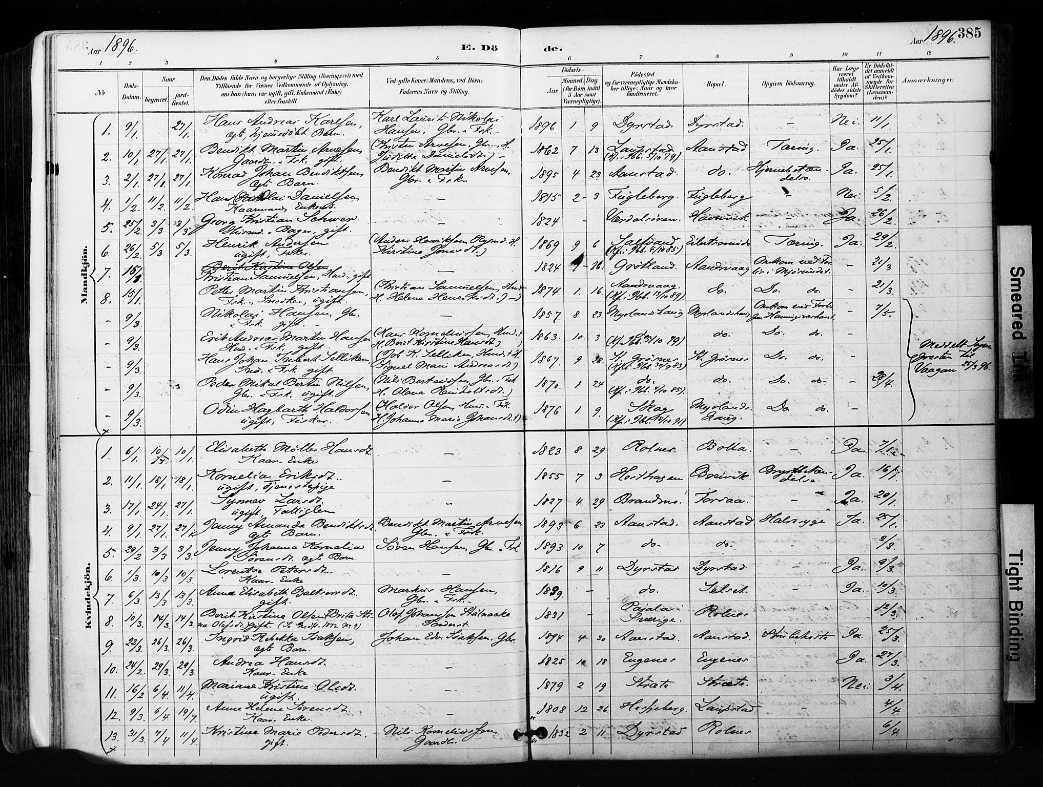 Ibestad sokneprestembete, SATØ/S-0077/H/Ha/Haa/L0012kirke: Parish register (official) no. 12, 1890-1900, p. 385