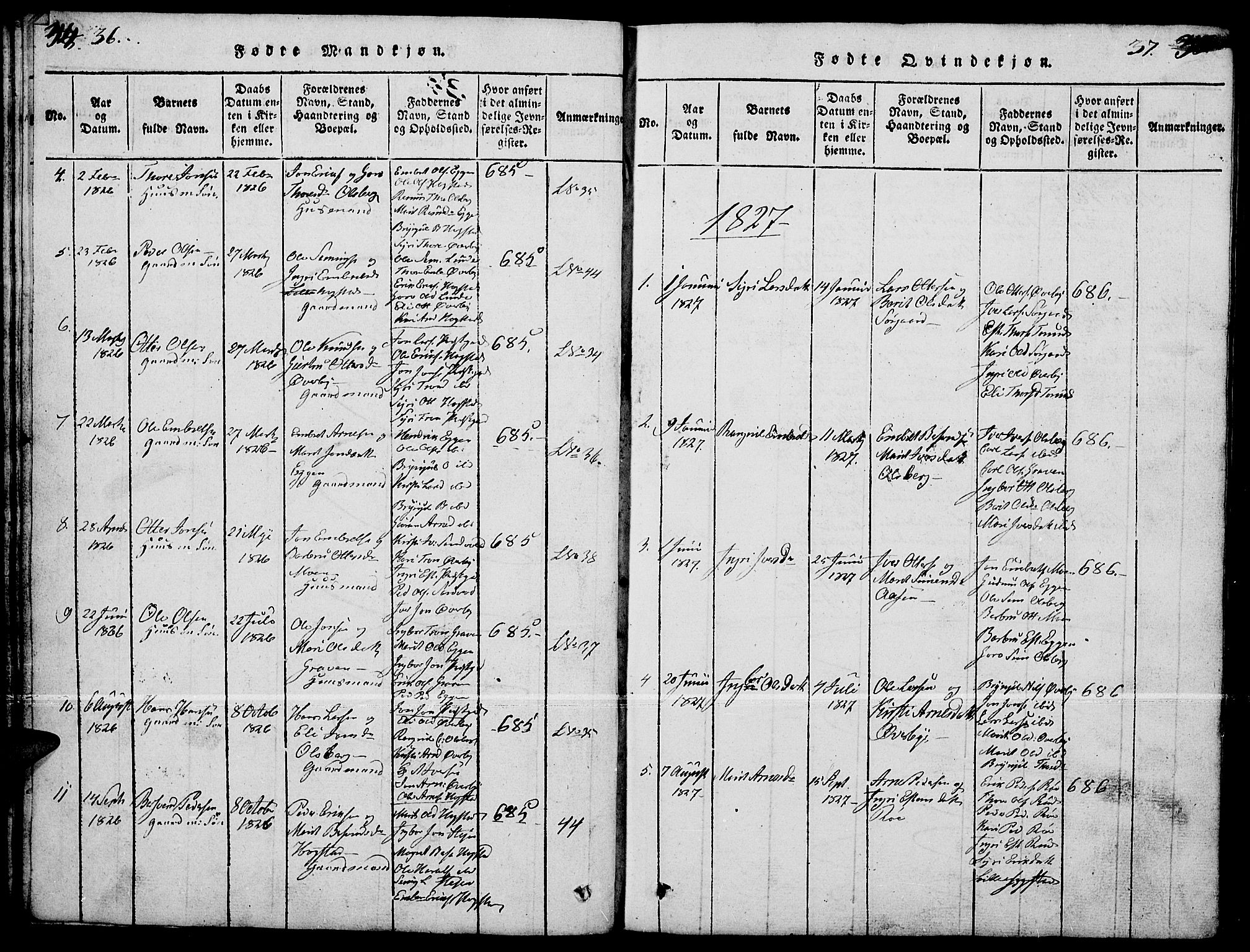 Tynset prestekontor, SAH/PREST-058/H/Ha/Hab/L0004: Parish register (copy) no. 4, 1814-1879, p. 34-35