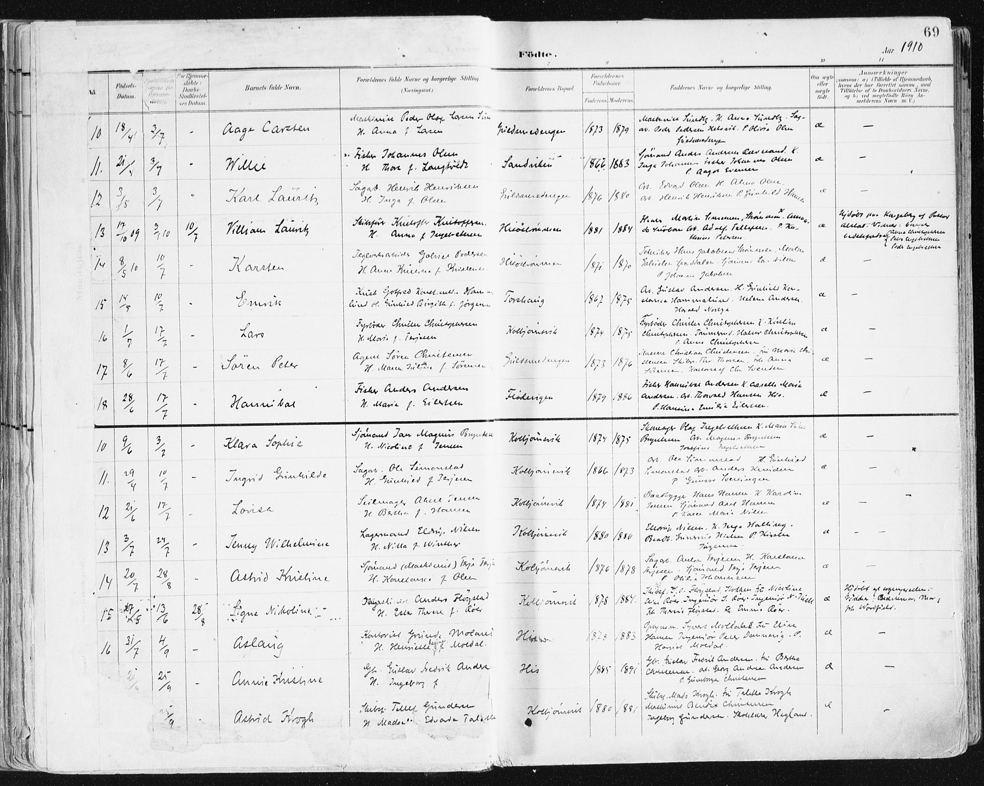 Hisøy sokneprestkontor, SAK/1111-0020/F/Fa/L0004: Parish register (official) no. A 4, 1895-1917, p. 69