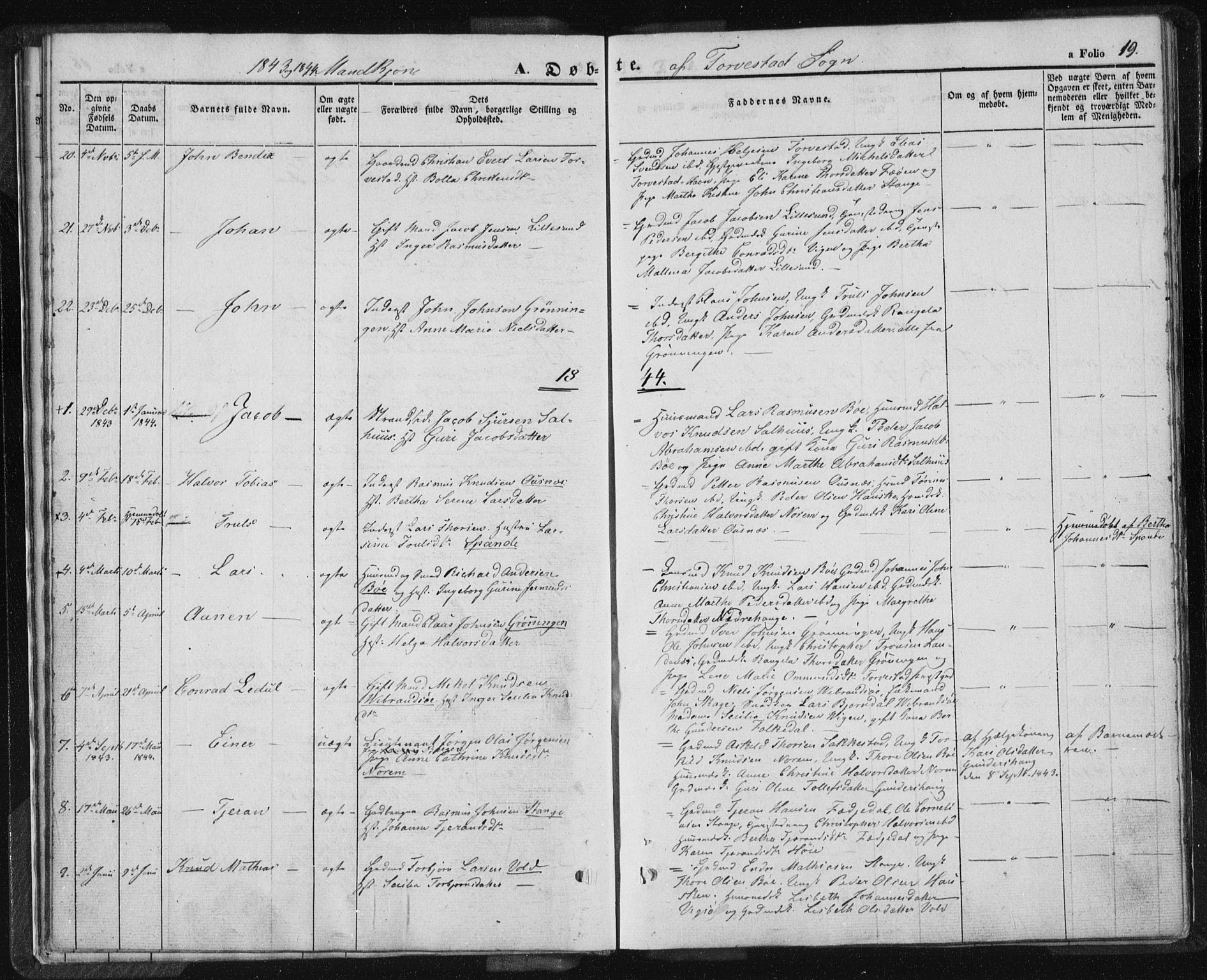 Torvastad sokneprestkontor, AV/SAST-A -101857/H/Ha/Haa/L0005: Parish register (official) no. A 5, 1836-1847, p. 19