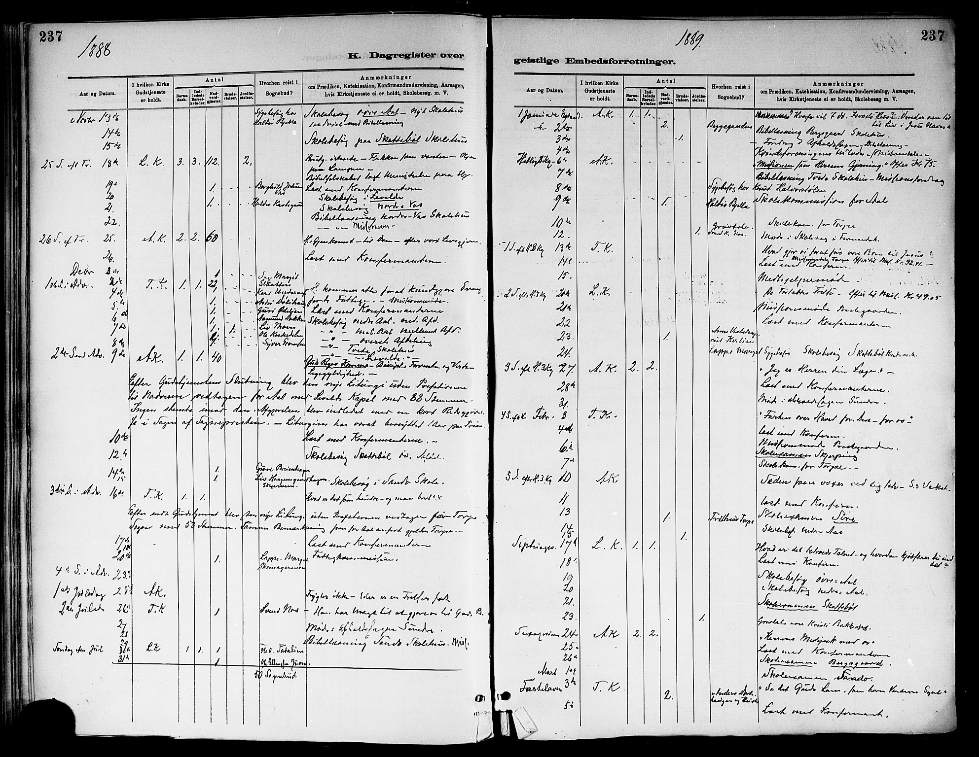 Ål kirkebøker, SAKO/A-249/F/Fa/L0008: Parish register (official) no. I 8, 1882-1896, p. 237