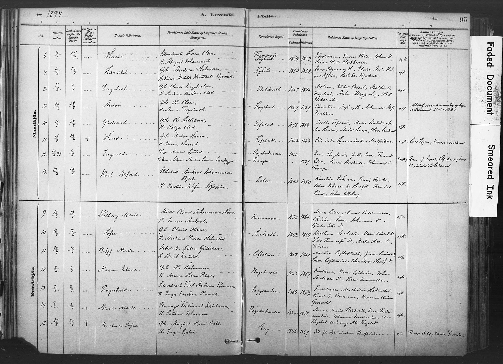 Sandsvær kirkebøker, AV/SAKO-A-244/F/Fd/L0001: Parish register (official) no. IV 1, 1878-1906, p. 95