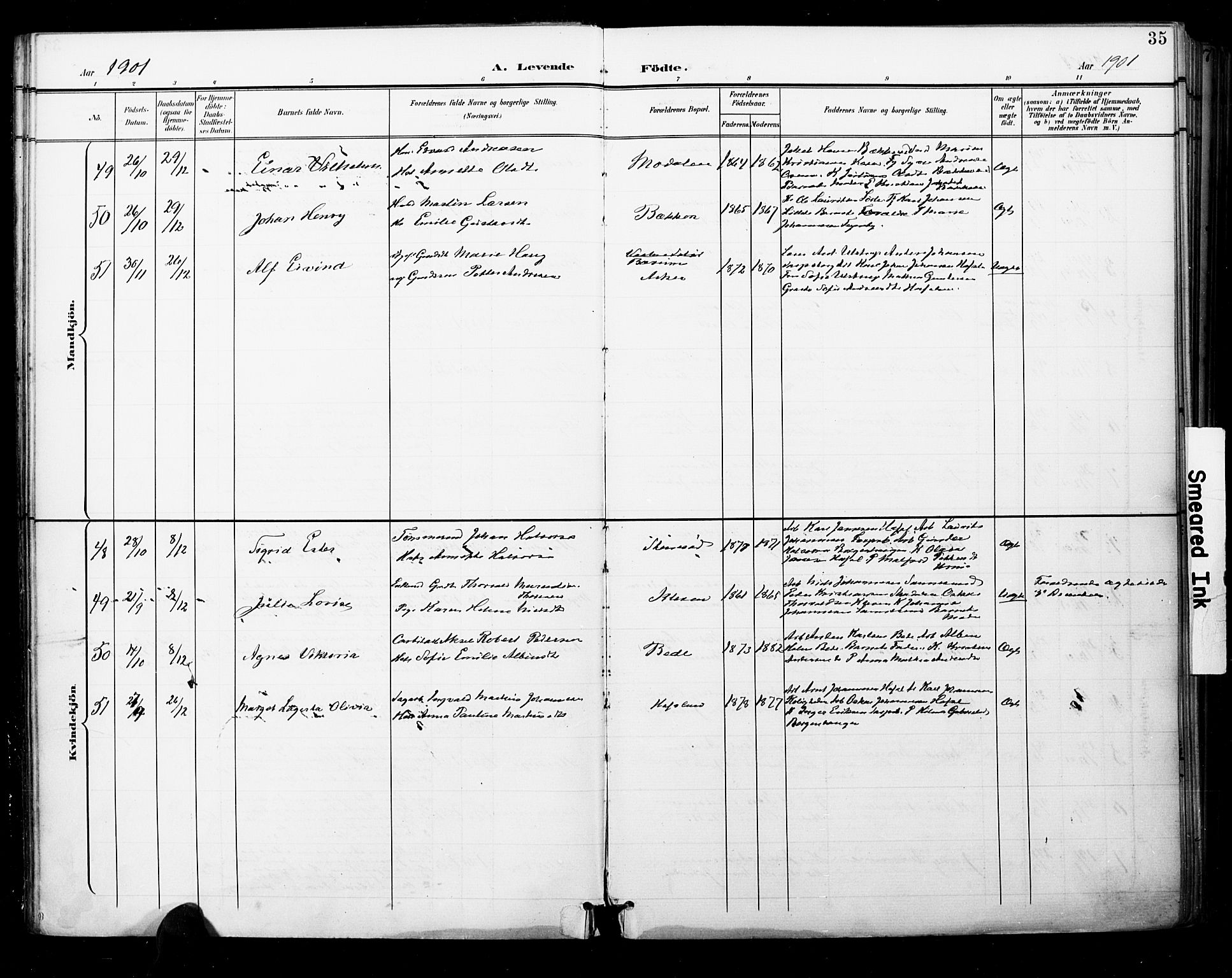 Skjeberg prestekontor Kirkebøker, SAO/A-10923/F/Fa/L0010: Parish register (official) no. I 10, 1898-1911, p. 35