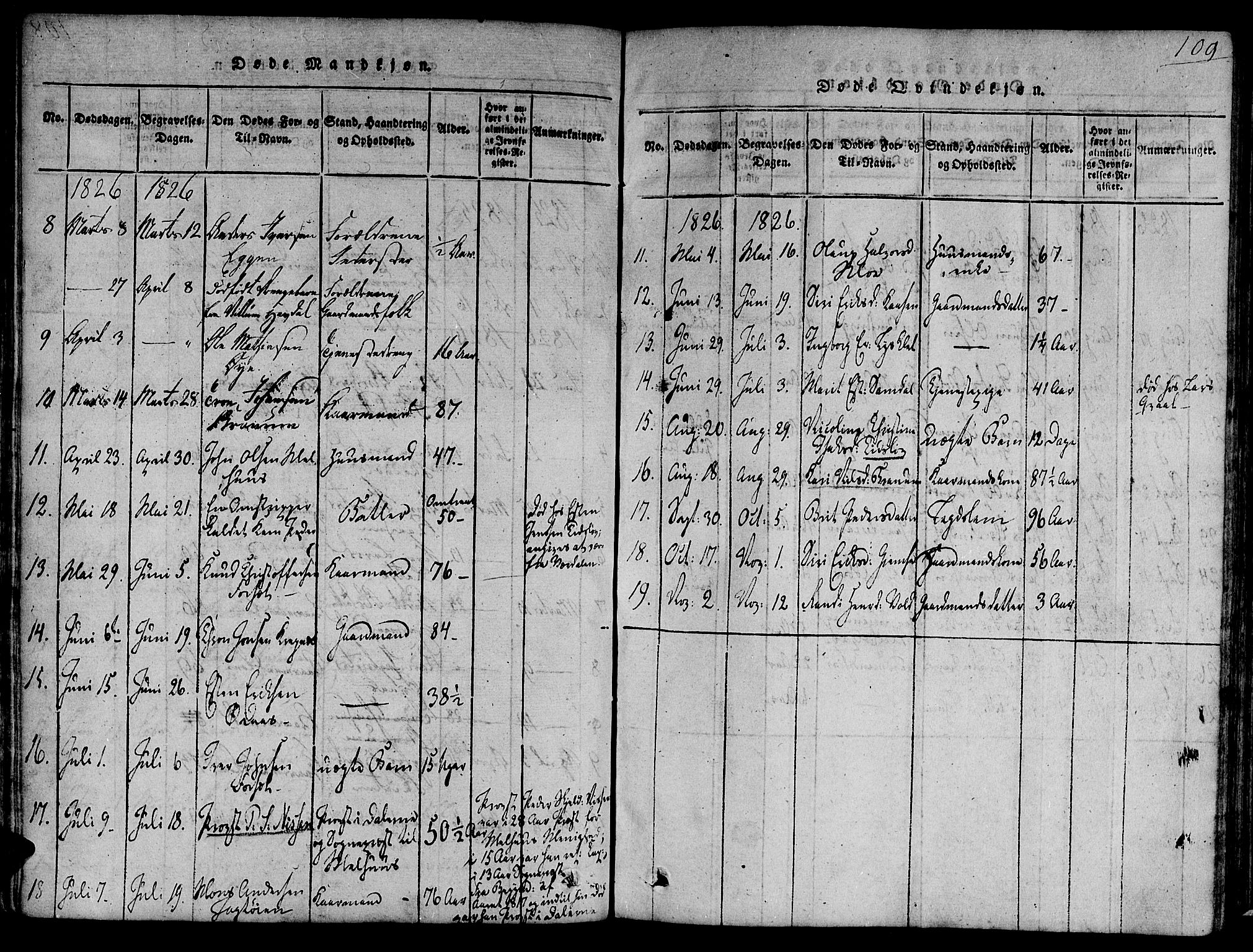 Ministerialprotokoller, klokkerbøker og fødselsregistre - Sør-Trøndelag, AV/SAT-A-1456/691/L1065: Parish register (official) no. 691A03 /1, 1816-1826, p. 109