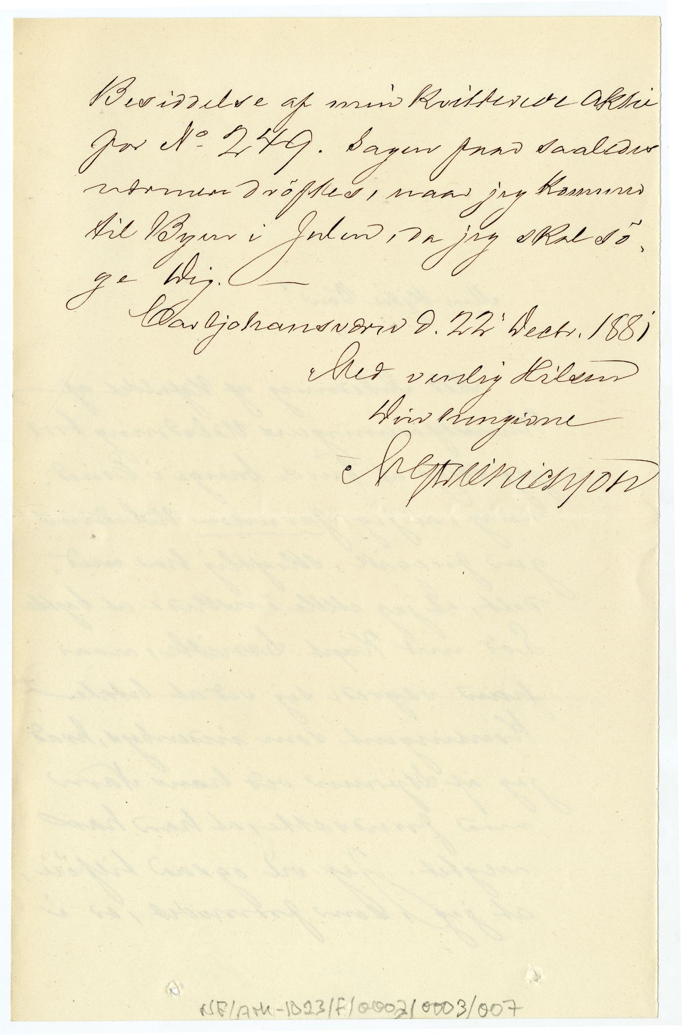 Diderik Maria Aalls brevsamling, NF/Ark-1023/F/L0003: D.M. Aalls brevsamling. D - G, 1797-1889, p. 112