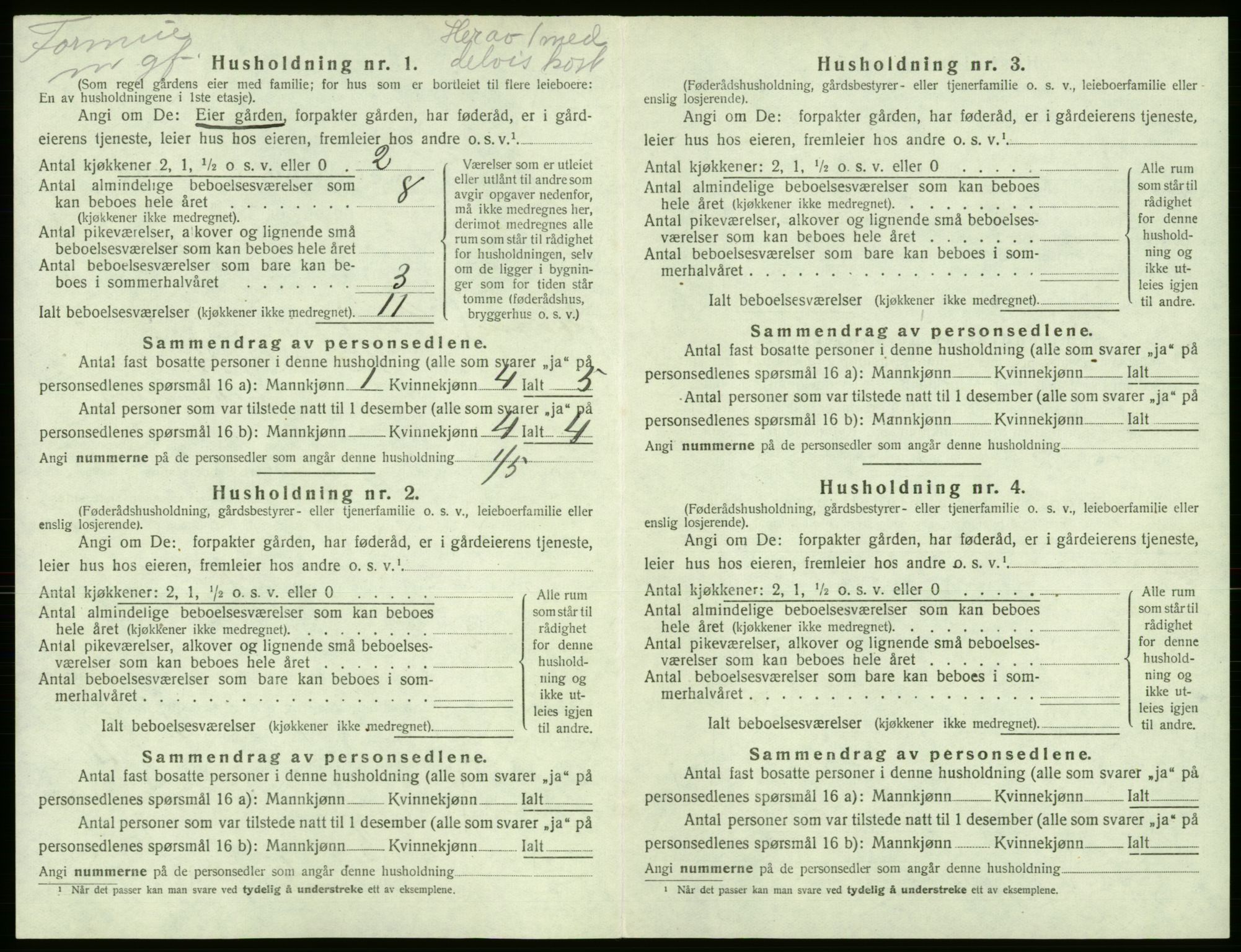 SAB, 1920 census for Kvam, 1920, p. 722