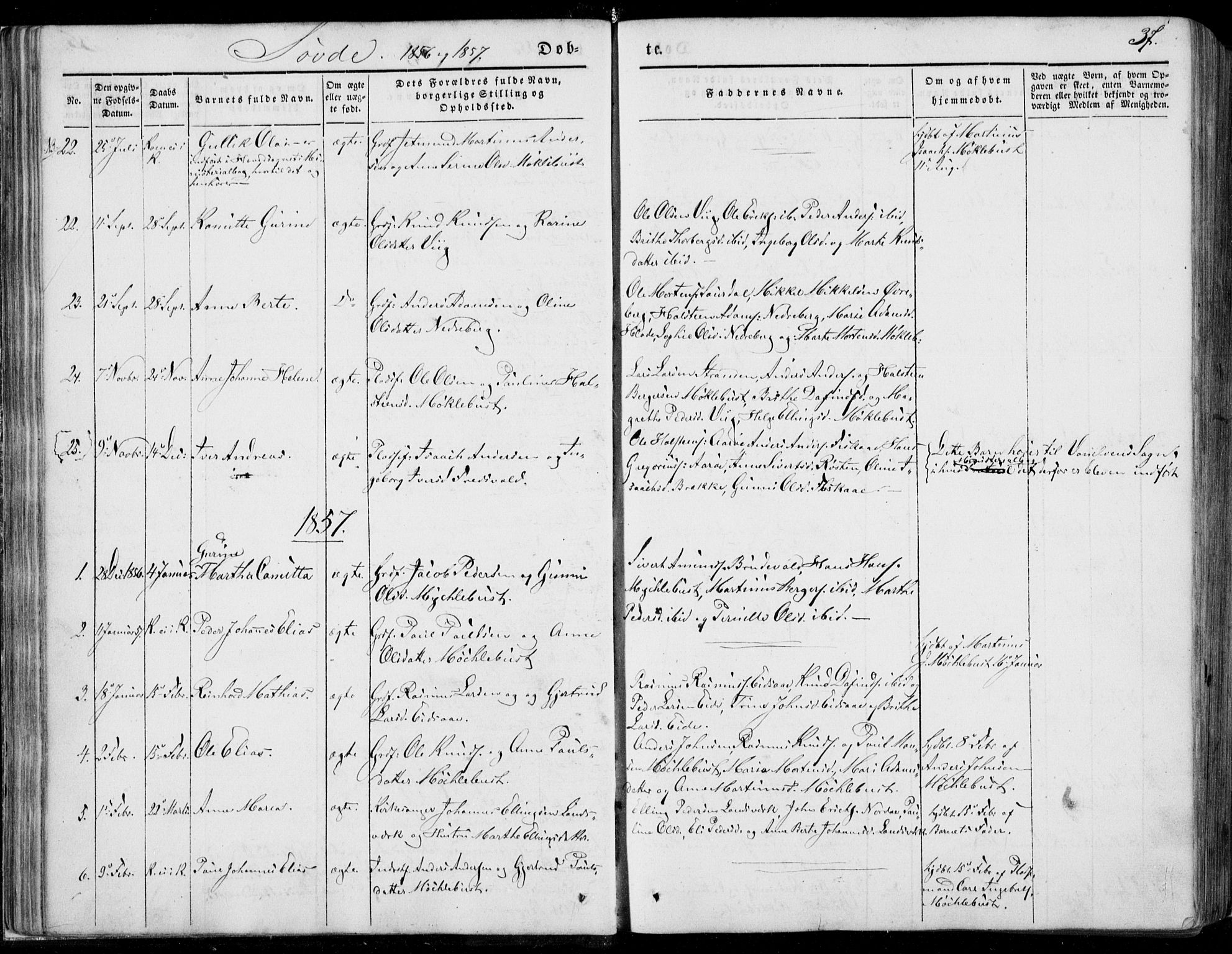 Ministerialprotokoller, klokkerbøker og fødselsregistre - Møre og Romsdal, AV/SAT-A-1454/502/L0023: Parish register (official) no. 502A01, 1844-1873, p. 37