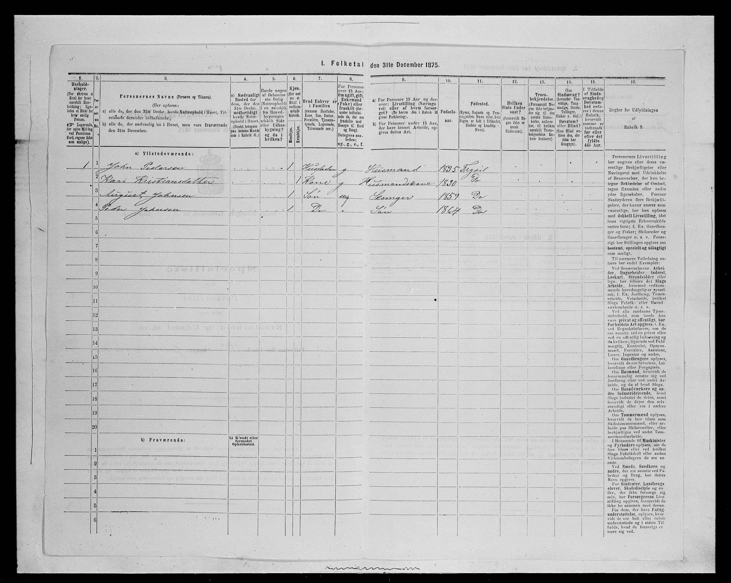 SAH, 1875 census for 0428P Trysil, 1875, p. 415