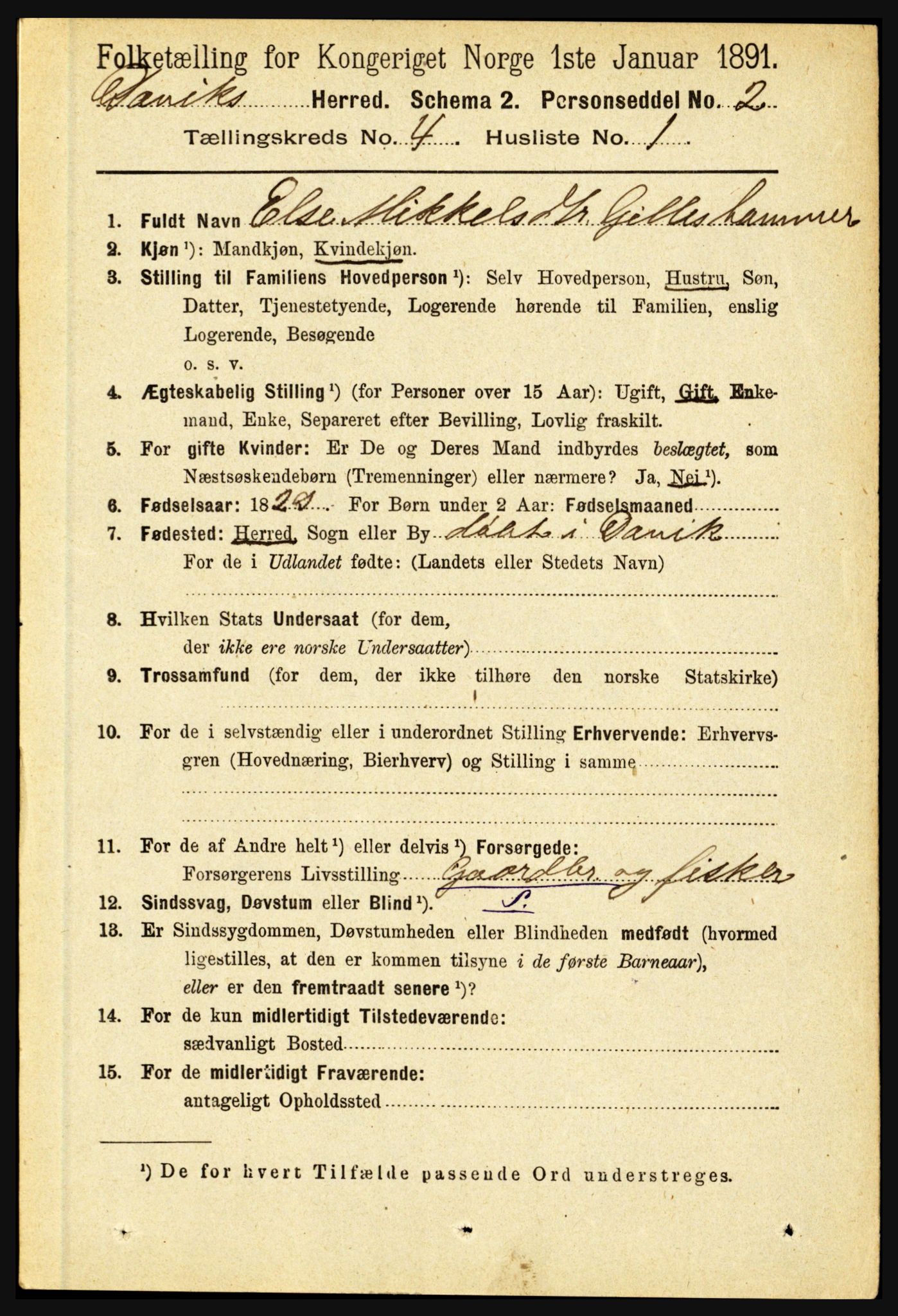 RA, 1891 census for 1442 Davik, 1891, p. 1343