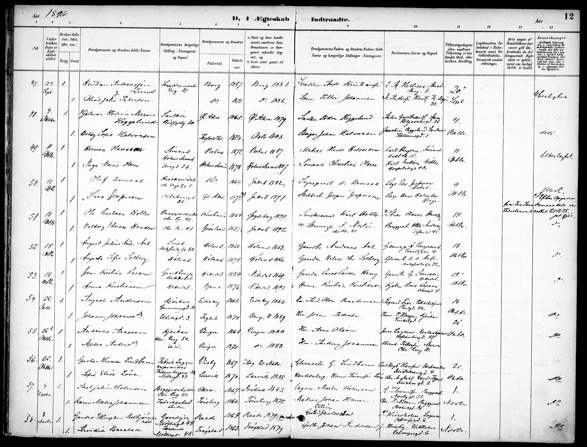 Jakob prestekontor Kirkebøker, AV/SAO-A-10850/F/Fa/L0006: Parish register (official) no. 6, 1895-1908, p. 12