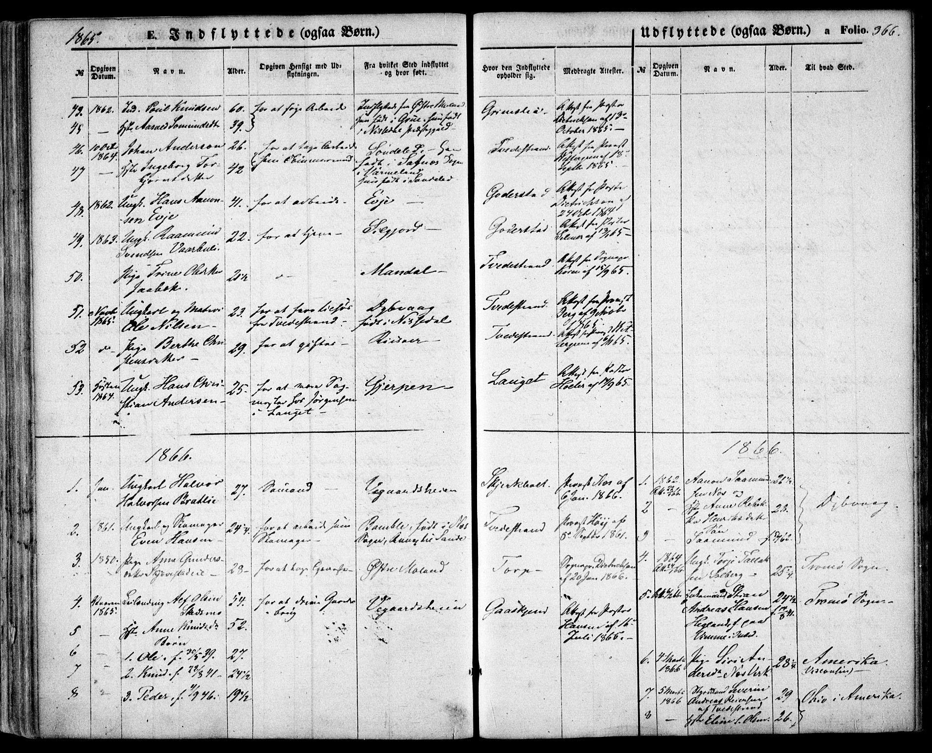 Holt sokneprestkontor, SAK/1111-0021/F/Fa/L0009: Parish register (official) no. A 9, 1861-1871, p. 366