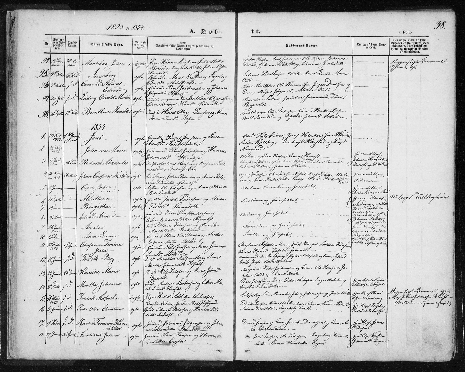 Ministerialprotokoller, klokkerbøker og fødselsregistre - Nordland, SAT/A-1459/801/L0007: Parish register (official) no. 801A07, 1845-1863, p. 38
