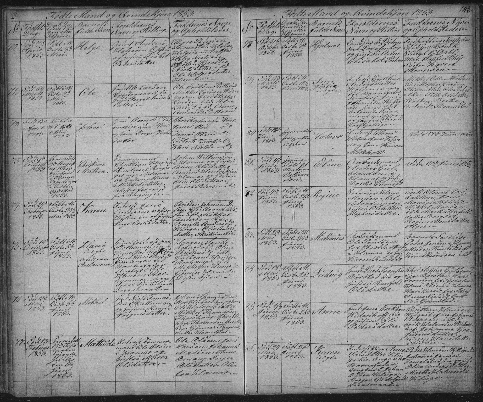 Vang prestekontor, Hedmark, AV/SAH-PREST-008/H/Ha/Hab/L0008: Parish register (copy) no. 8, 1832-1854, p. 143