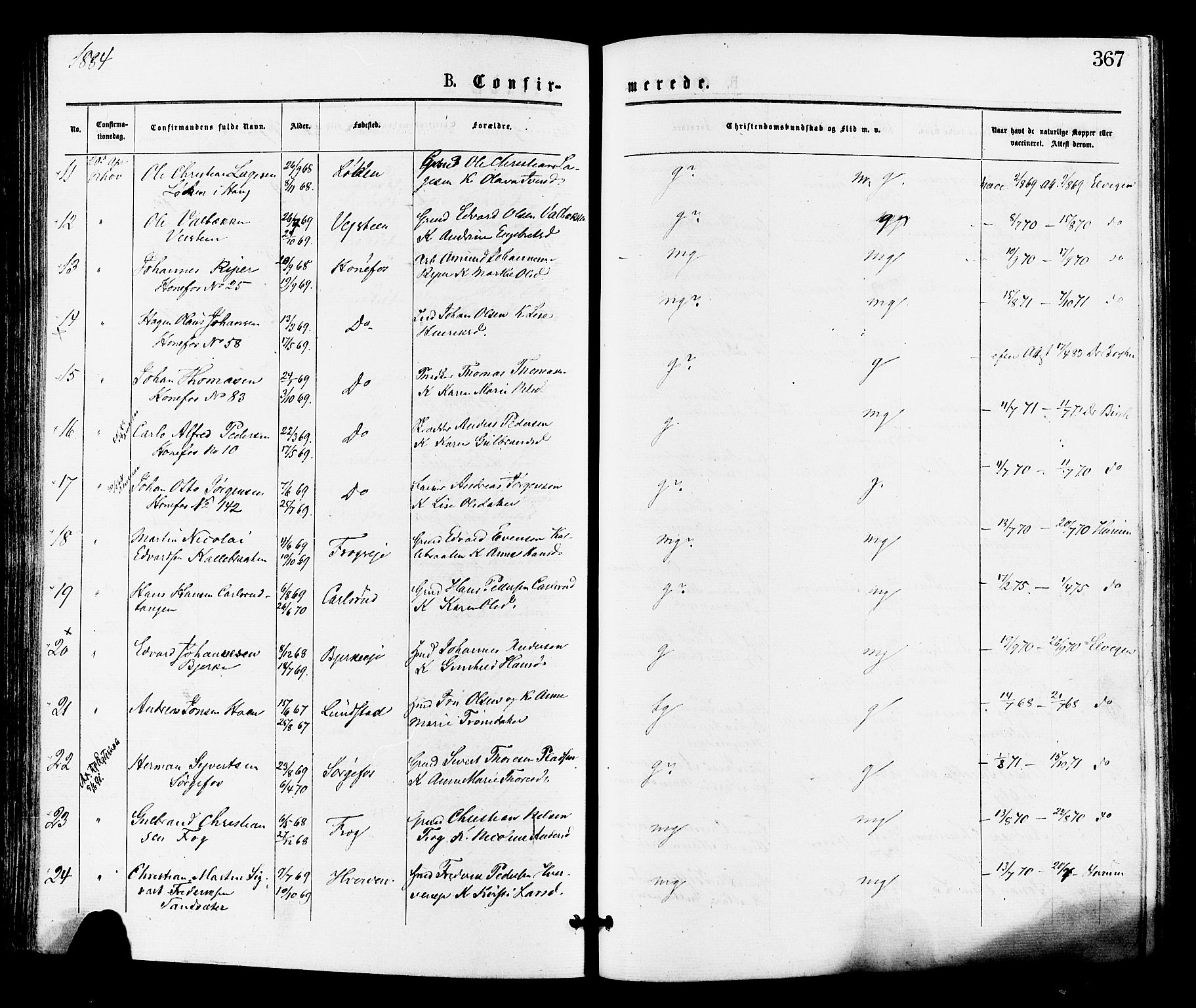 Norderhov kirkebøker, AV/SAKO-A-237/F/Fa/L0015: Parish register (official) no. 15, 1875-1884, p. 367