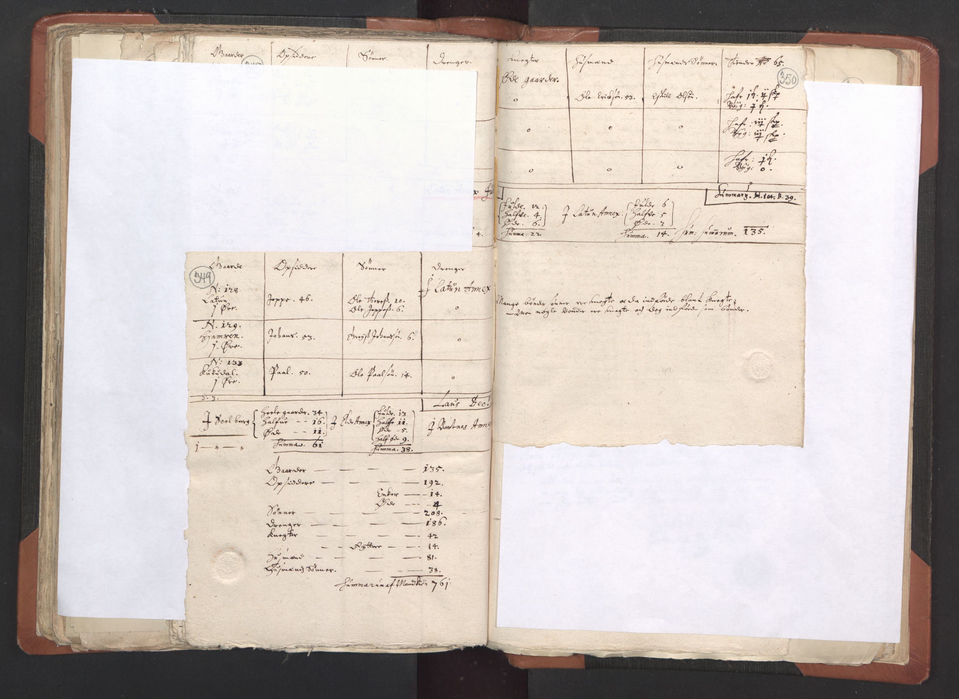 RA, Vicar's Census 1664-1666, no. 33: Innherad deanery, 1664-1666, p. 349-350