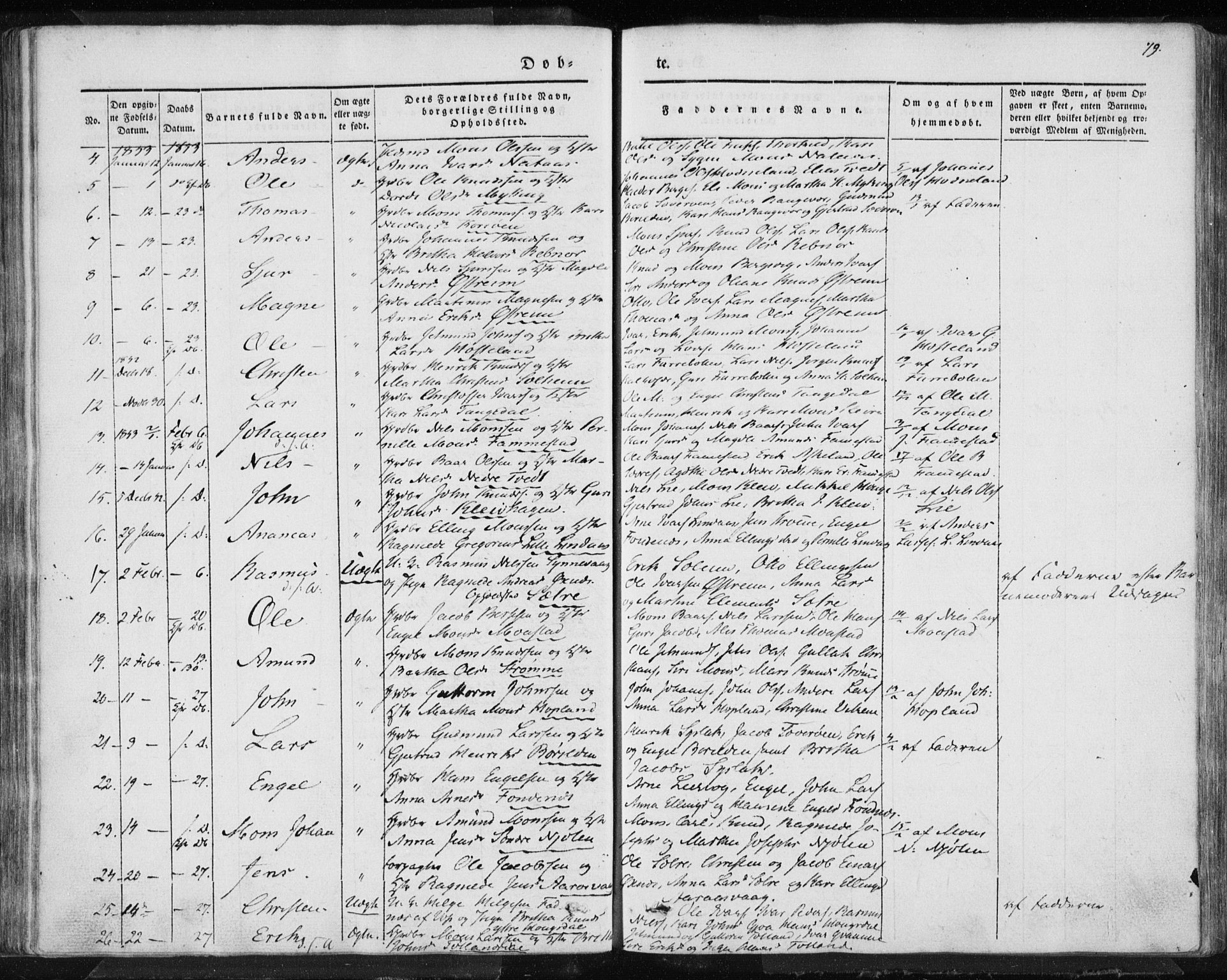 Lindås Sokneprestembete, AV/SAB-A-76701/H/Haa/Haaa/L0010: Parish register (official) no. A 10, 1842-1862, p. 79