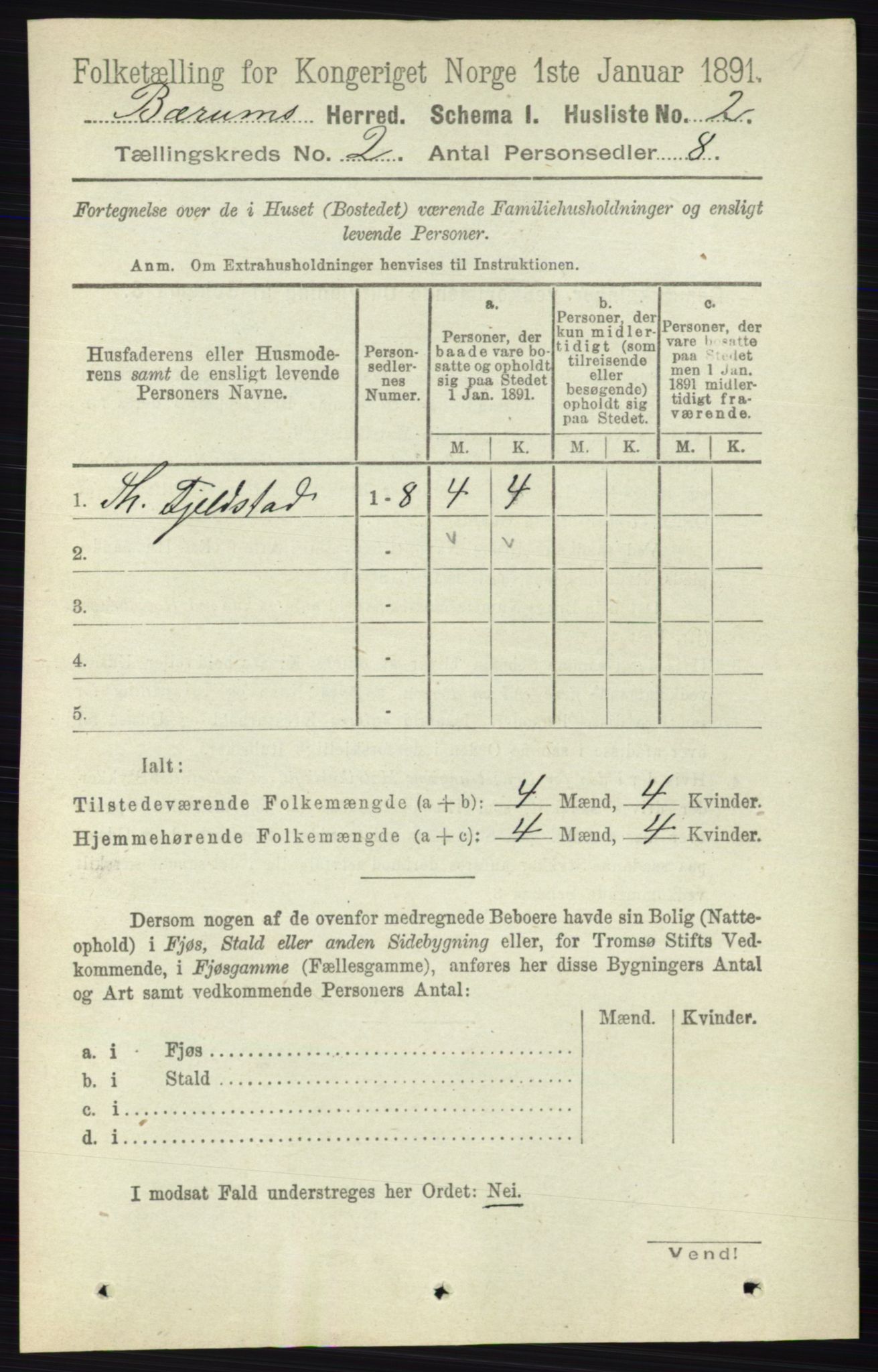 RA, 1891 census for 0219 Bærum, 1891, p. 952