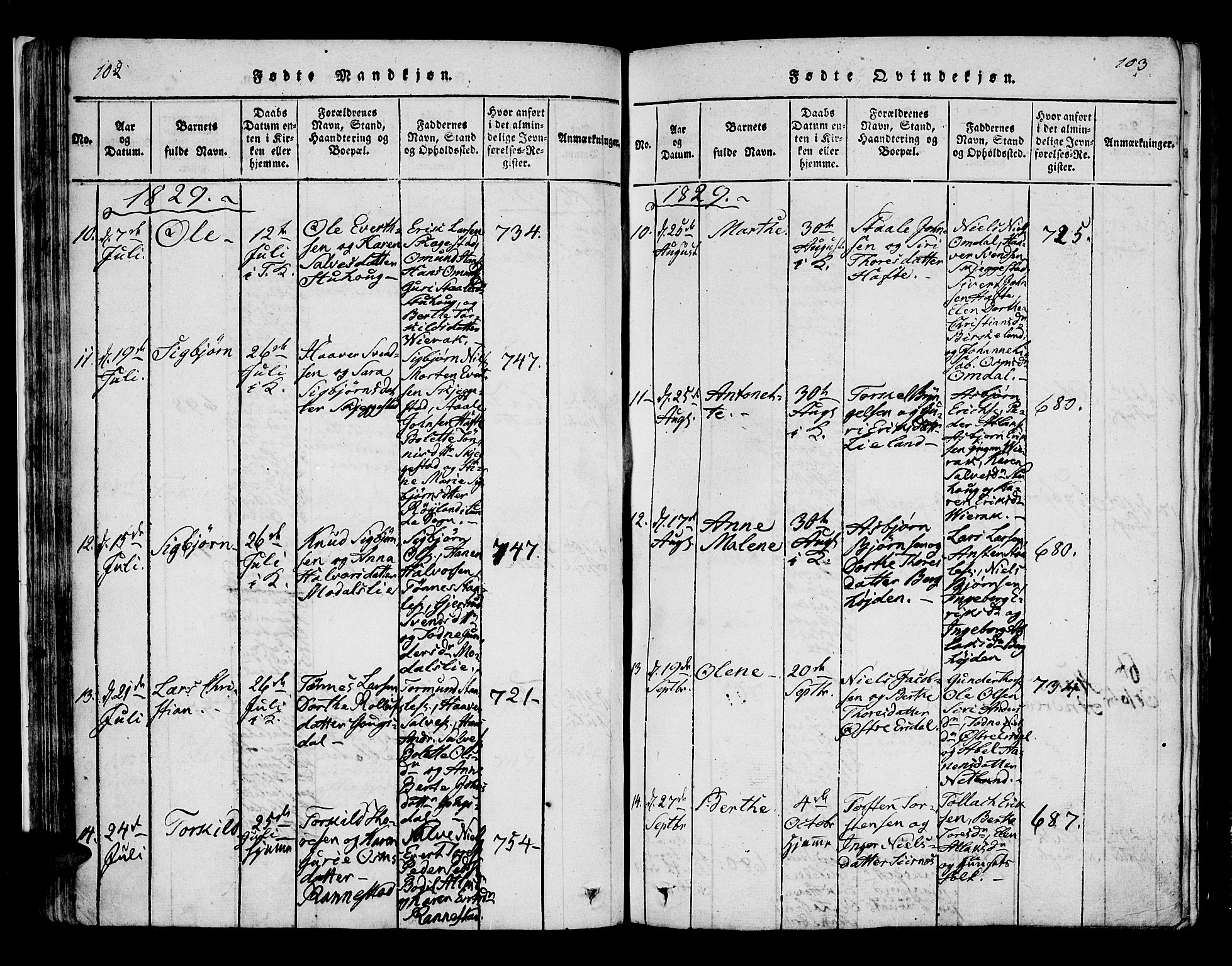 Bakke sokneprestkontor, SAK/1111-0002/F/Fa/Faa/L0003: Parish register (official) no. A 3, 1815-1835, p. 102-103