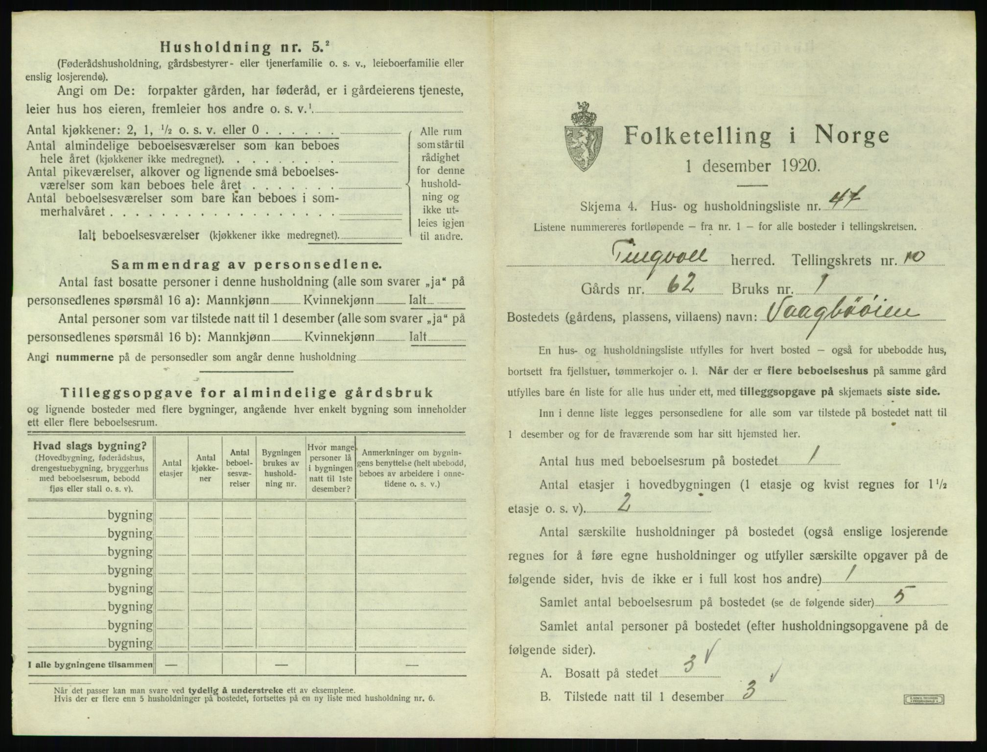 SAT, 1920 census for Tingvoll, 1920, p. 816