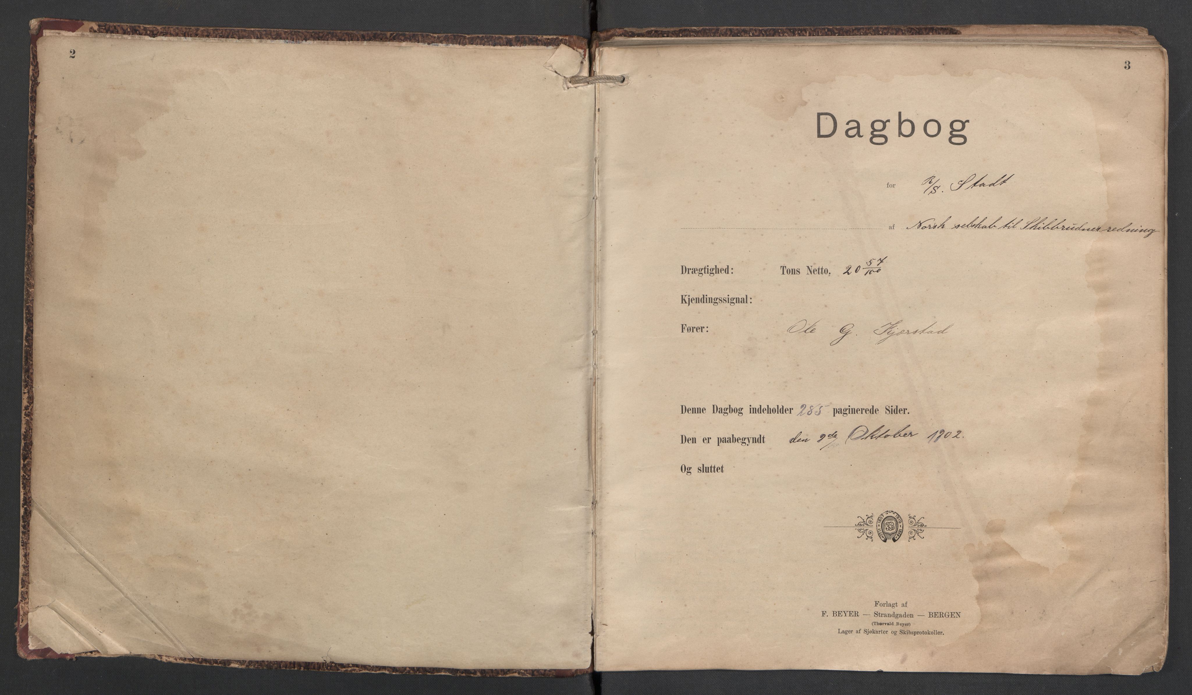 Redningsselskapet (NSSR), AV/RA-PA-1393/2/G/L0001: Dagbok, 1902-1913, p. 2-3