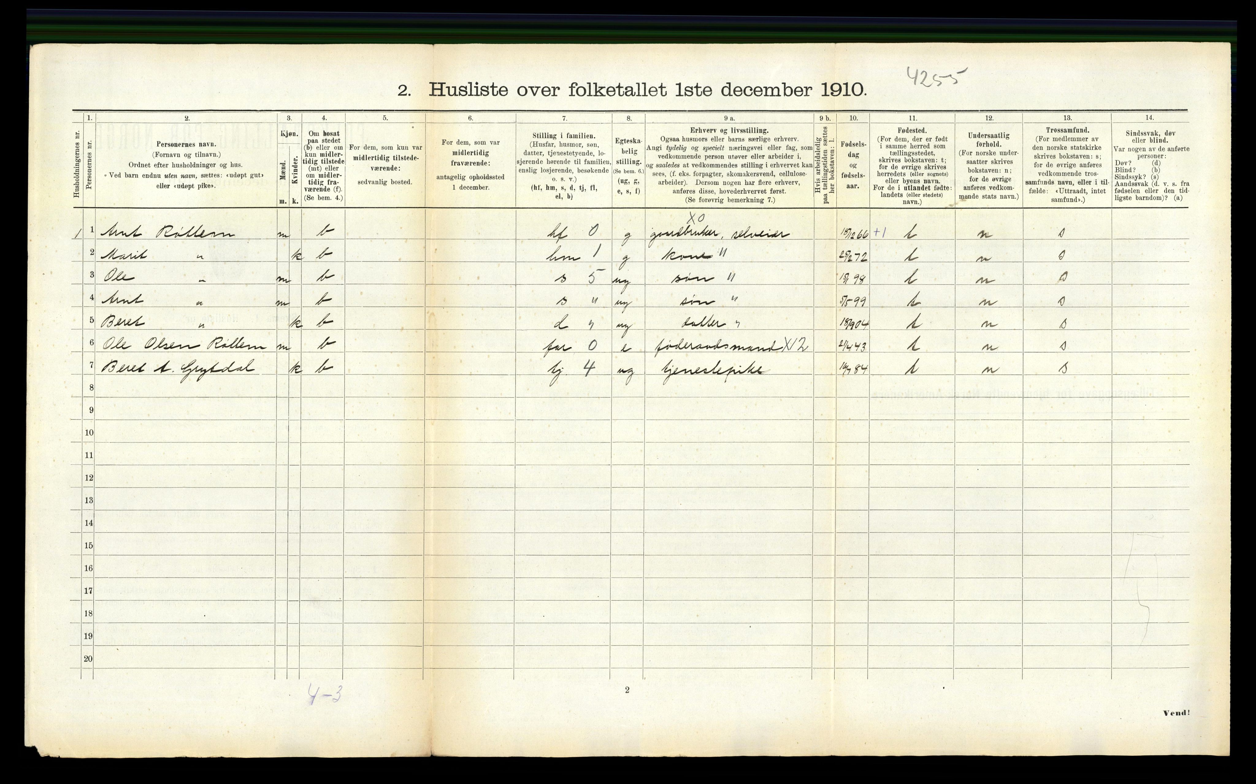 RA, 1910 census for Støren, 1910, p. 237