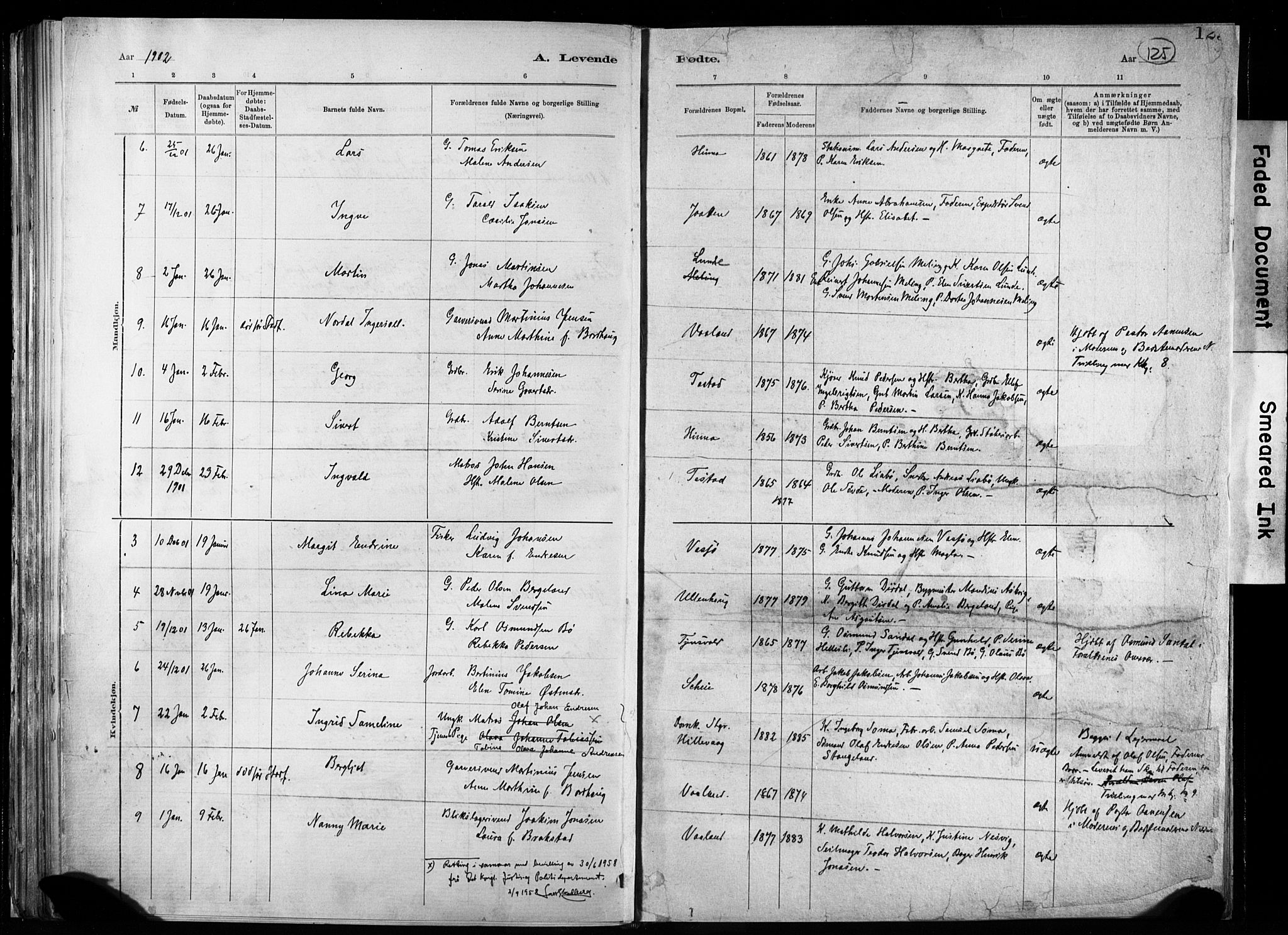 Hetland sokneprestkontor, SAST/A-101826/30/30BA/L0011: Parish register (official) no. A 11, 1884-1911, p. 125