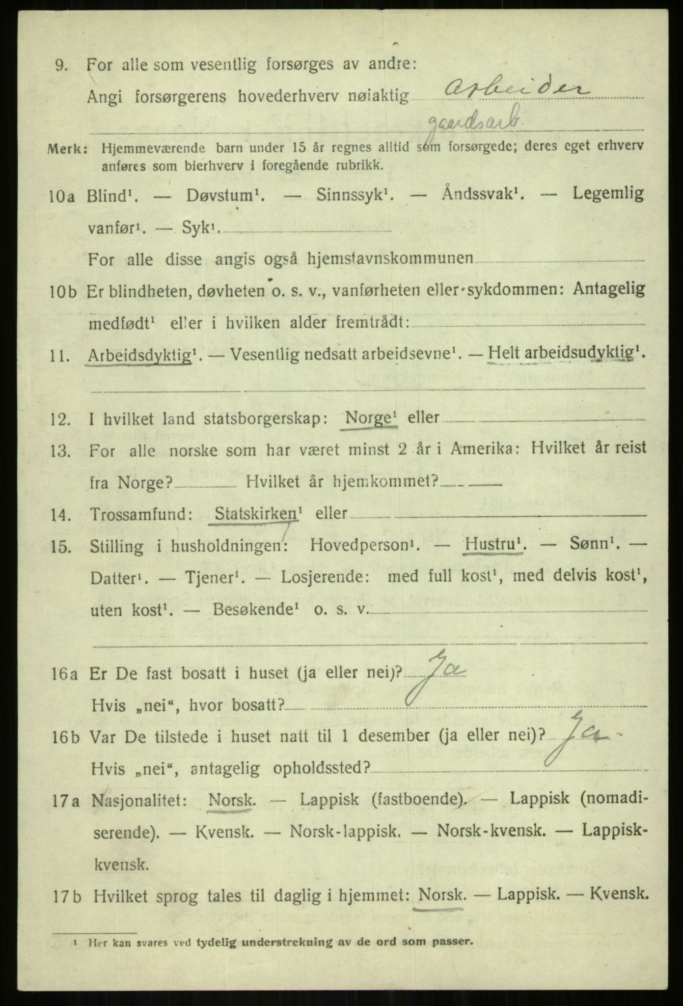 SATØ, 1920 census for Bardu, 1920, p. 957