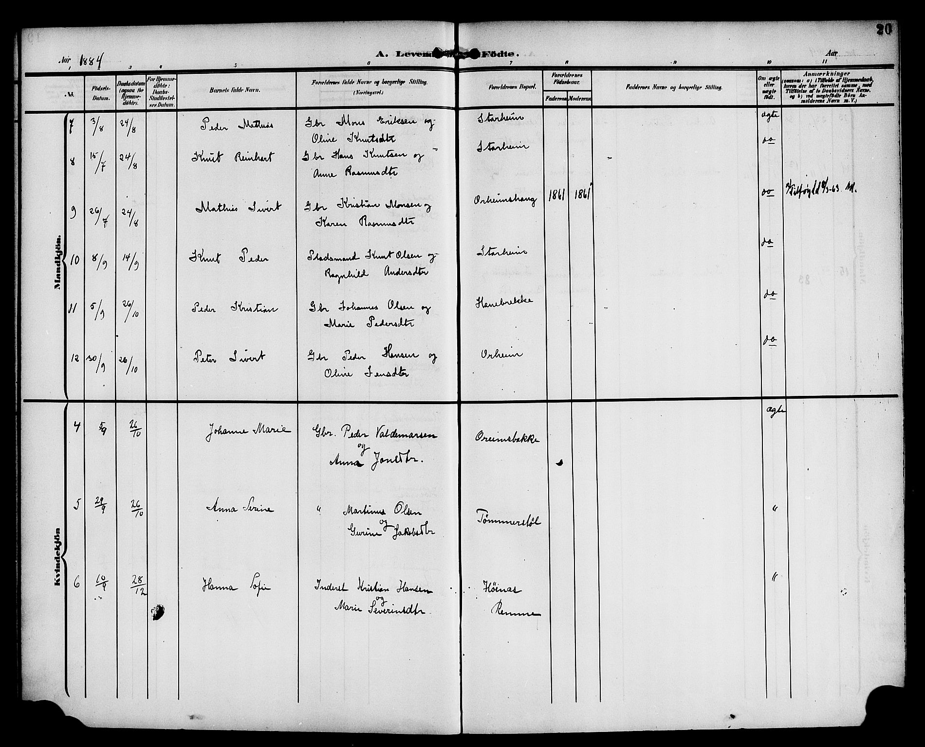 Eid sokneprestembete, AV/SAB-A-82301/H/Haa/Haac/L0001: Parish register (official) no. C 1, 1879-1899, p. 20