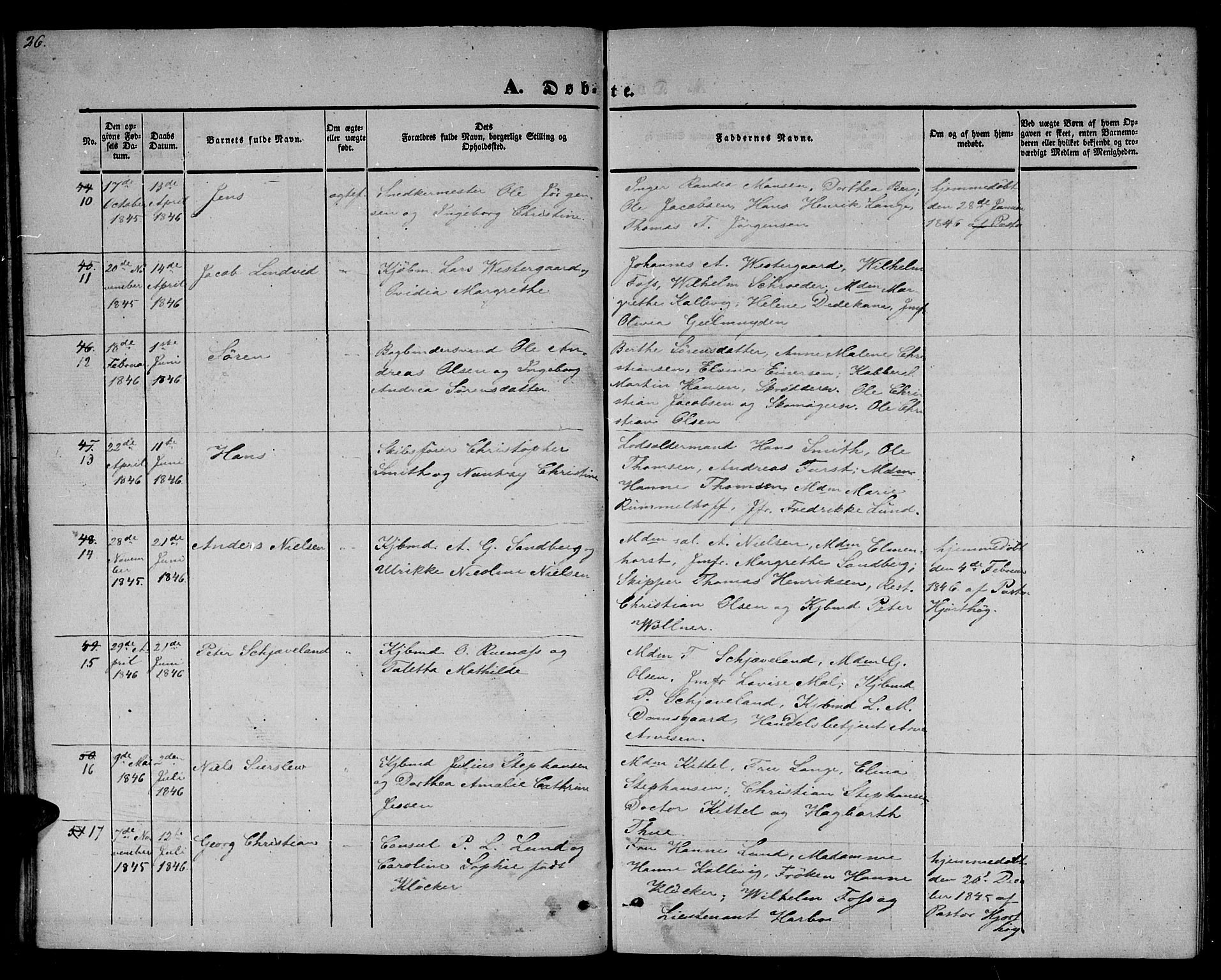 Arendal sokneprestkontor, Trefoldighet, AV/SAK-1111-0040/F/Fb/L0002: Parish register (copy) no. B 2, 1838-1860, p. 26